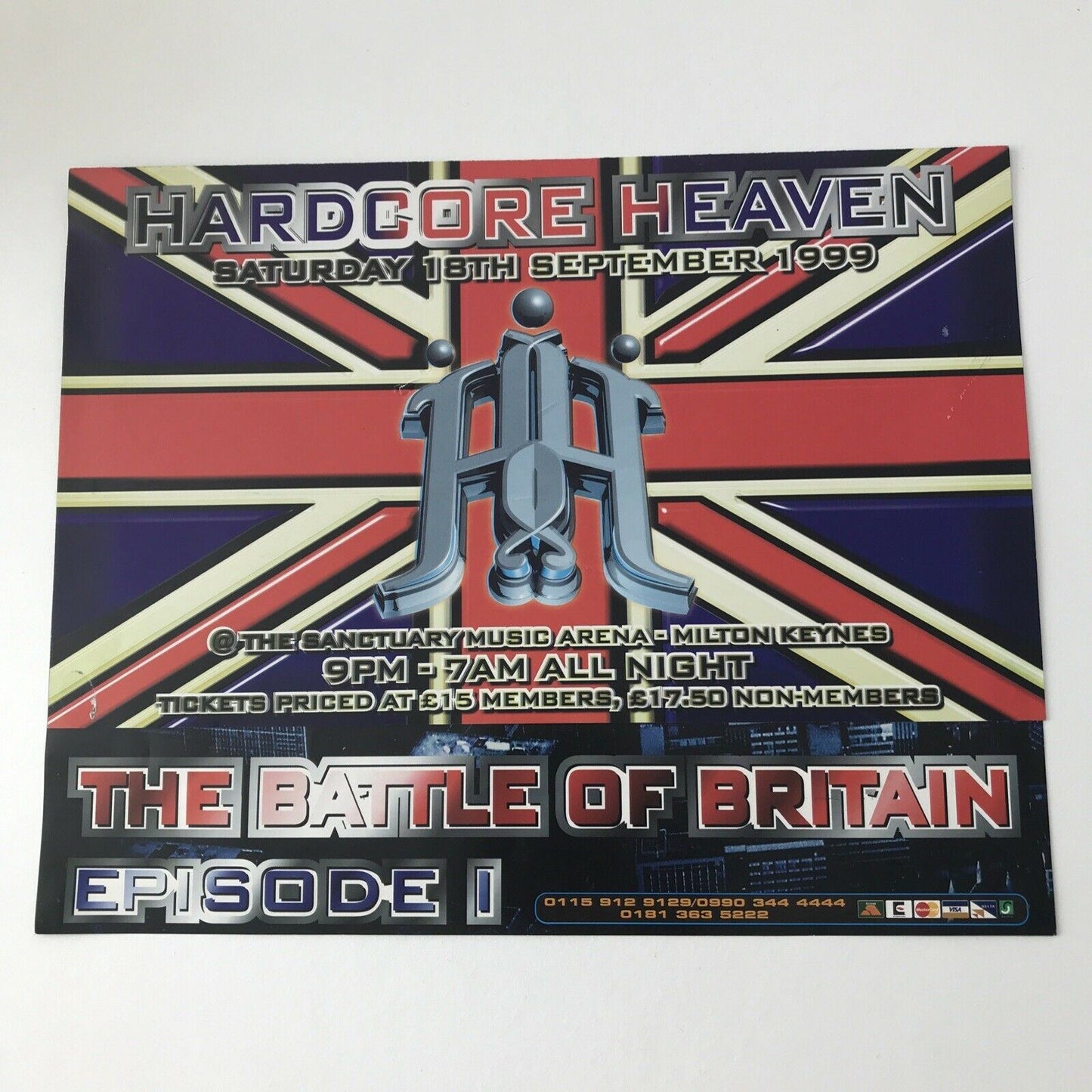 90s Y2K RAVE Memorabilia Flyer HARDCORE HEAVEN BATTLE OF BRITAIN 1999 Sanctuary