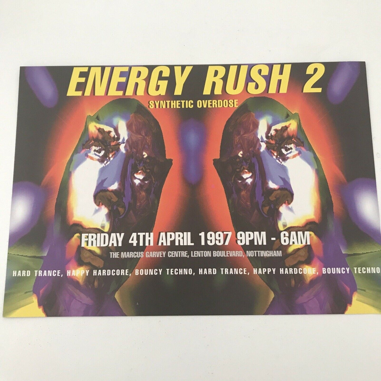 90s Y2K RAVE MEMORABILIA Flyer MARCUS GARVEY CENTRE NOTTINGHAM APRIL 1997 Ramos