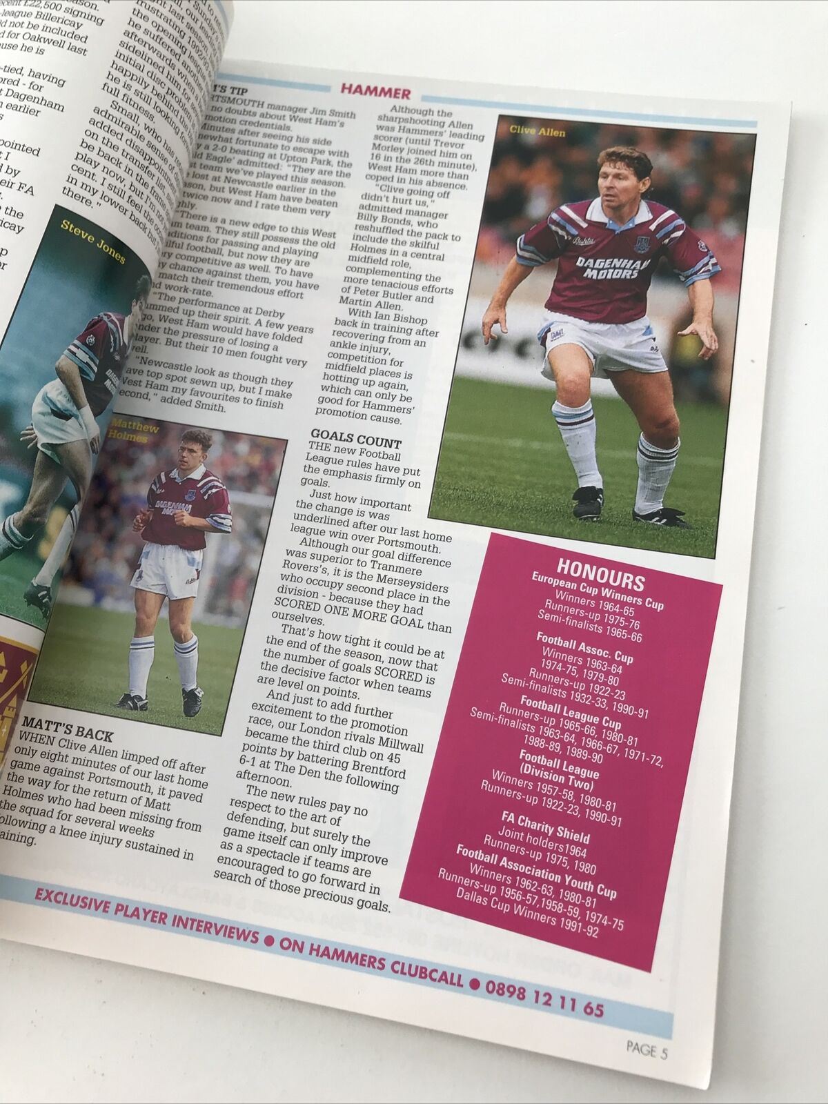 Vintage 90s Football Programme WEST HAM V BRISTOL CITY 1993 BARCLAYS LEAGUE DIV1