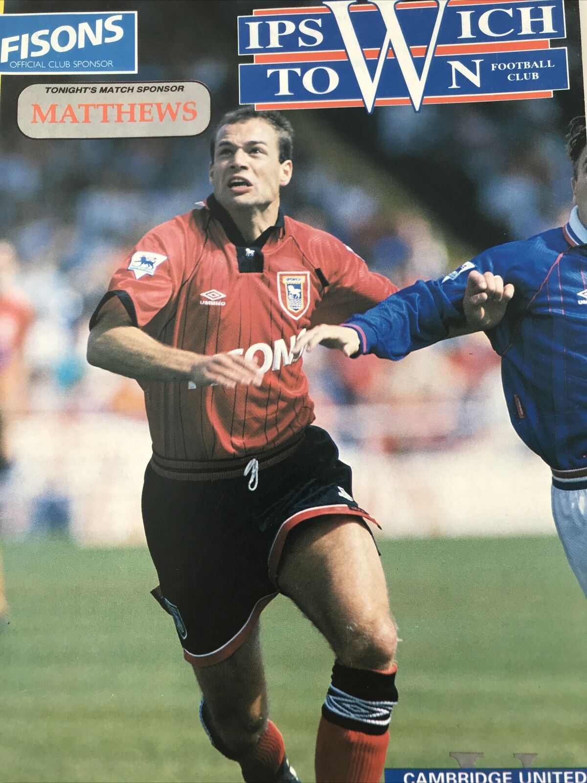 Vintage 90s Football Programme IPSWICH TOWN V CAMBRIDGE UTD 21st Sep 1993 Coca Cola Cup