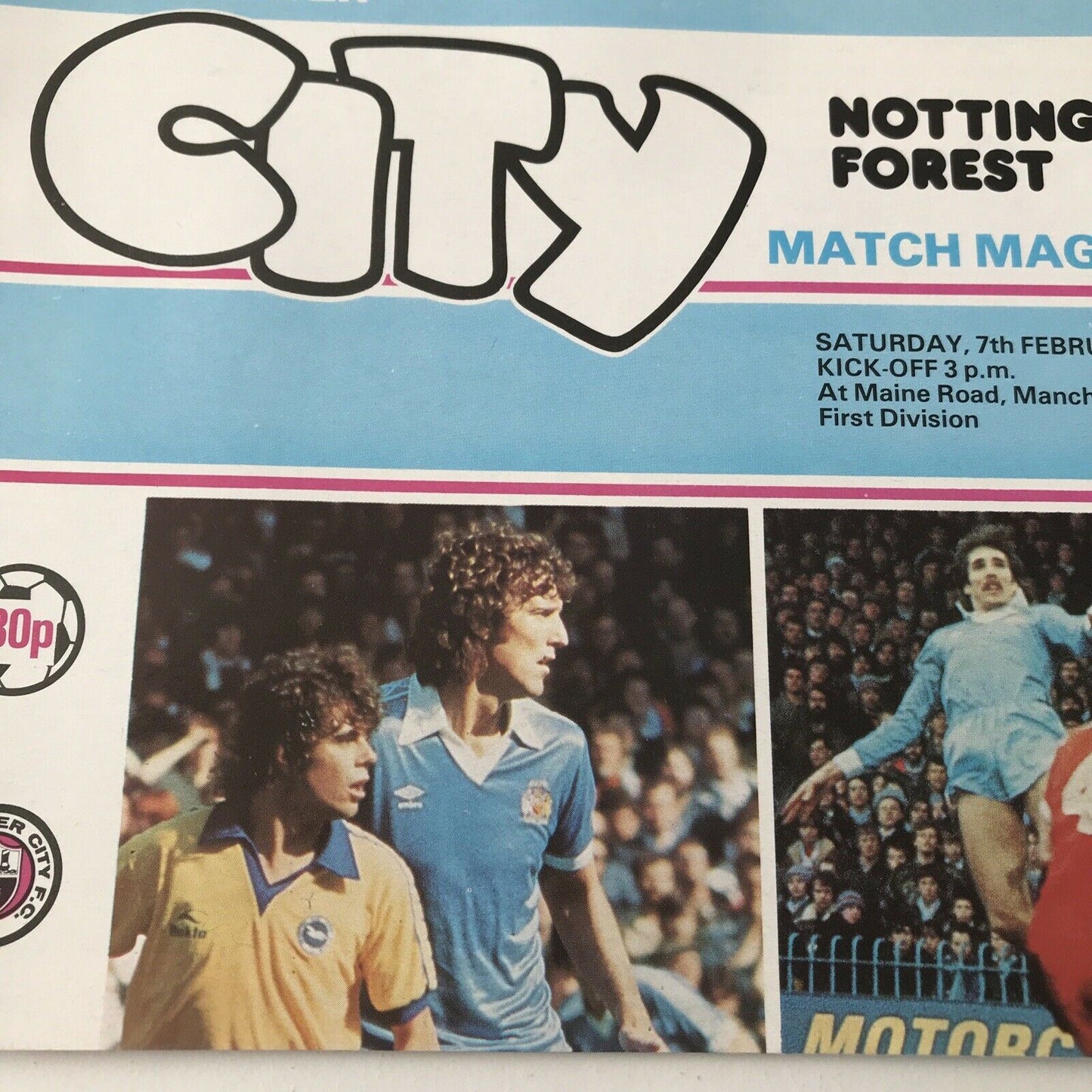 Football Programme Vintage Man City v Nottingham Forest 1981 7th Feb 80s 1st Div