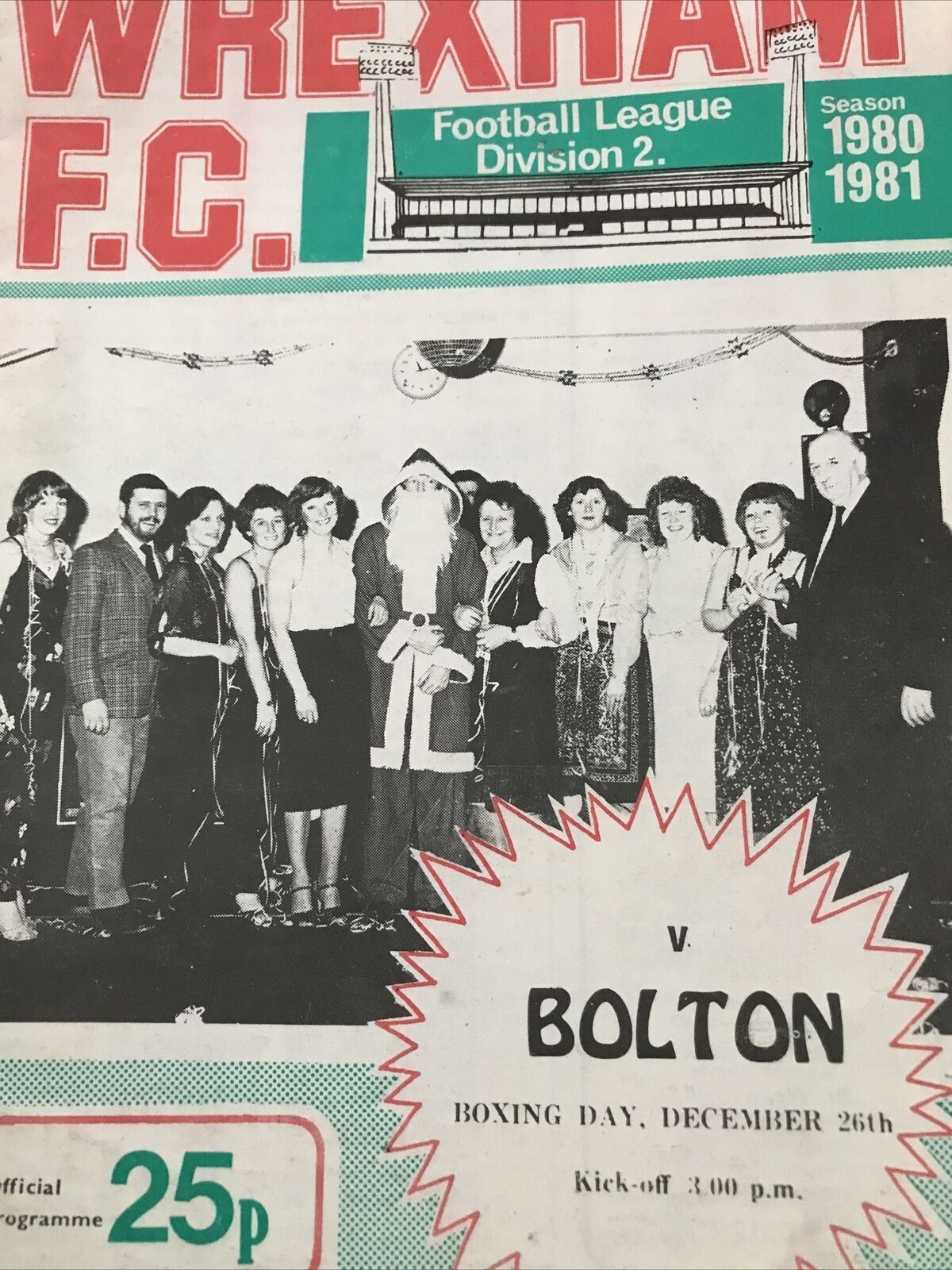 Vintage Football Programme WREXHAM V BOLTON DIV 2 Boxing Day 1980 Dai Davies 80s