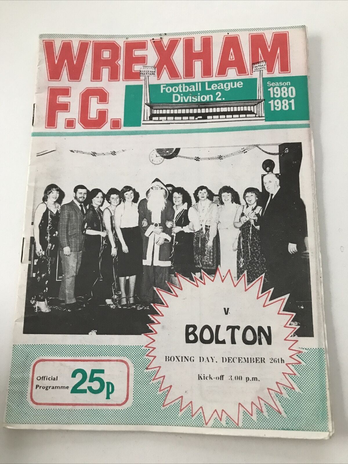 Vintage Football Programme WREXHAM V BOLTON DIV 2 Boxing Day 1980 Dai Davies 80s