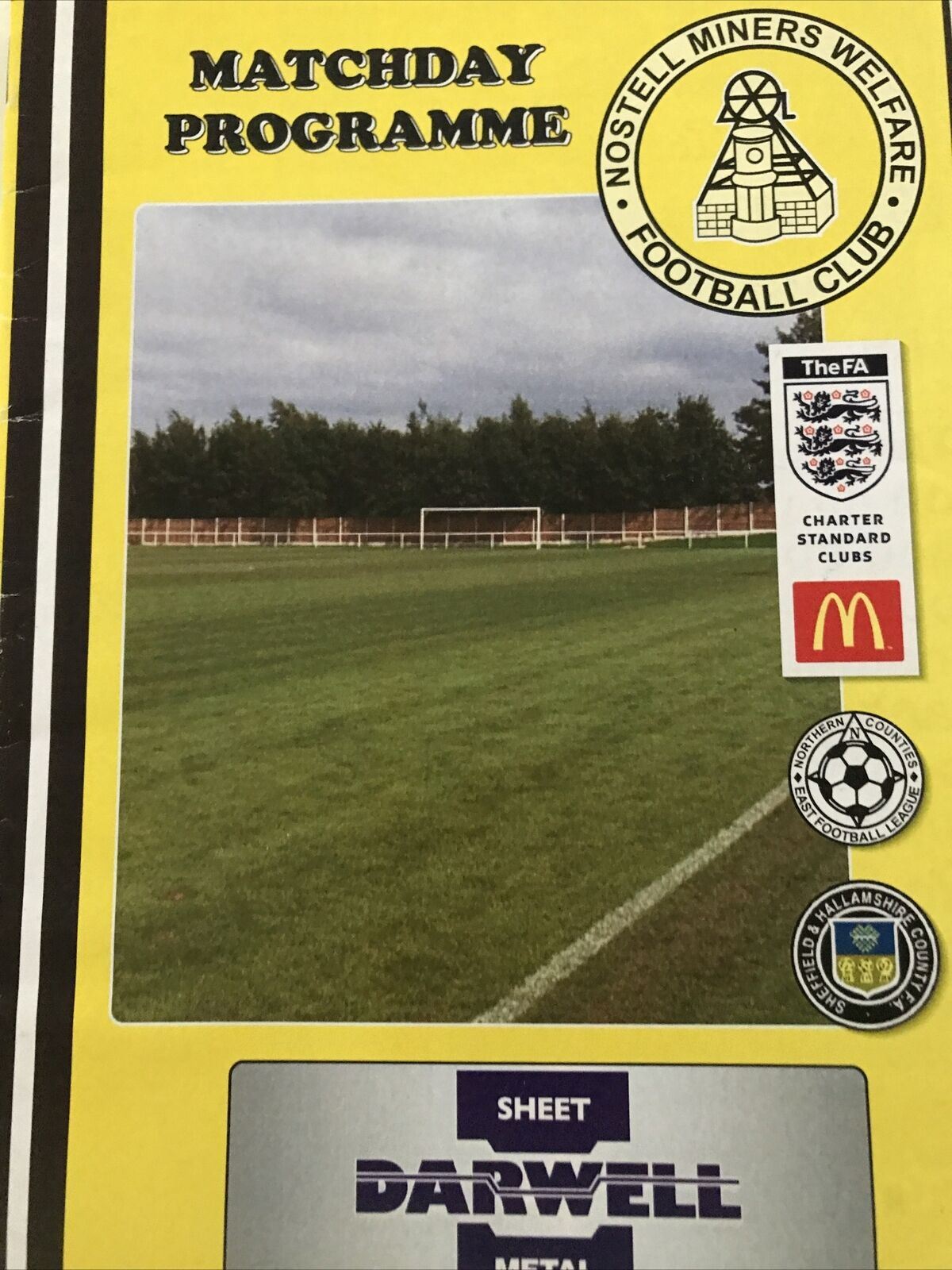 Football Programme NOSTELL MINERS WELFARE V ARMTHORPE WELFARE SEP 2009