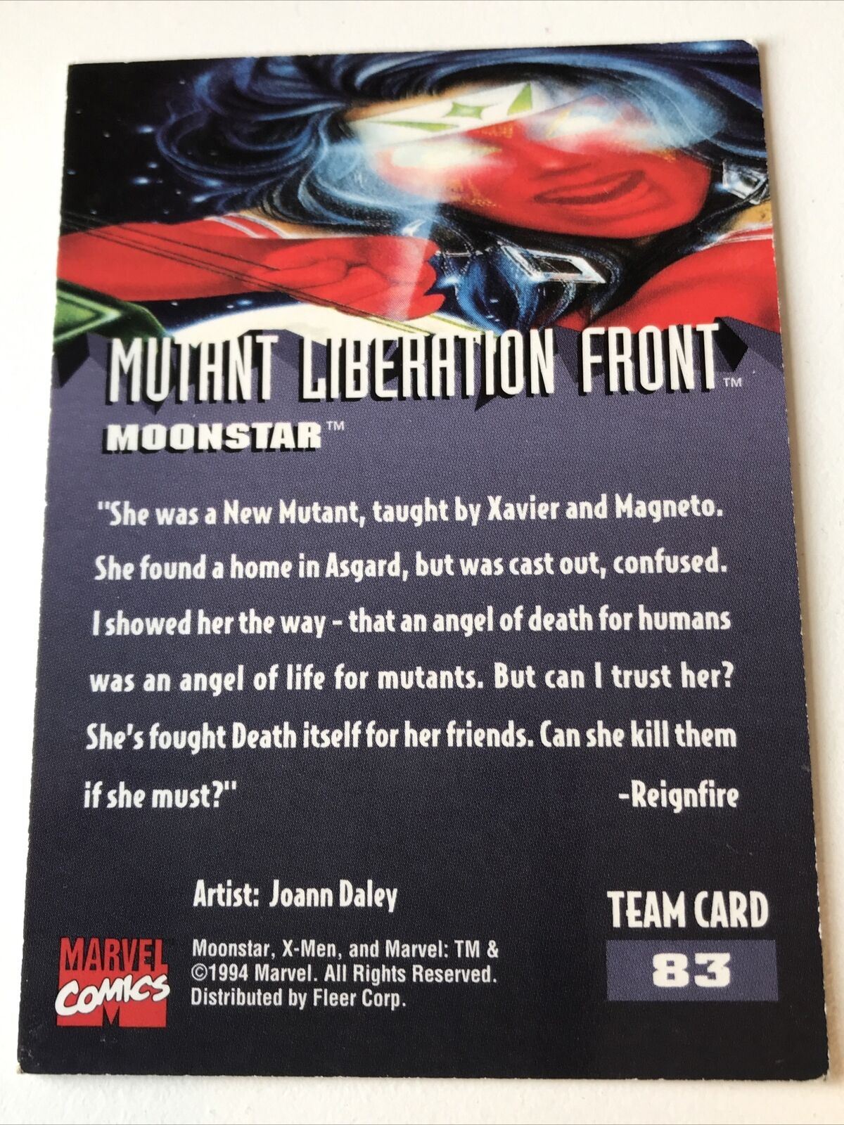 MOONSTAR Vintage Marvel 1995 95 Fleer Ultra  90s Trading Card #83 X-Men Mutant