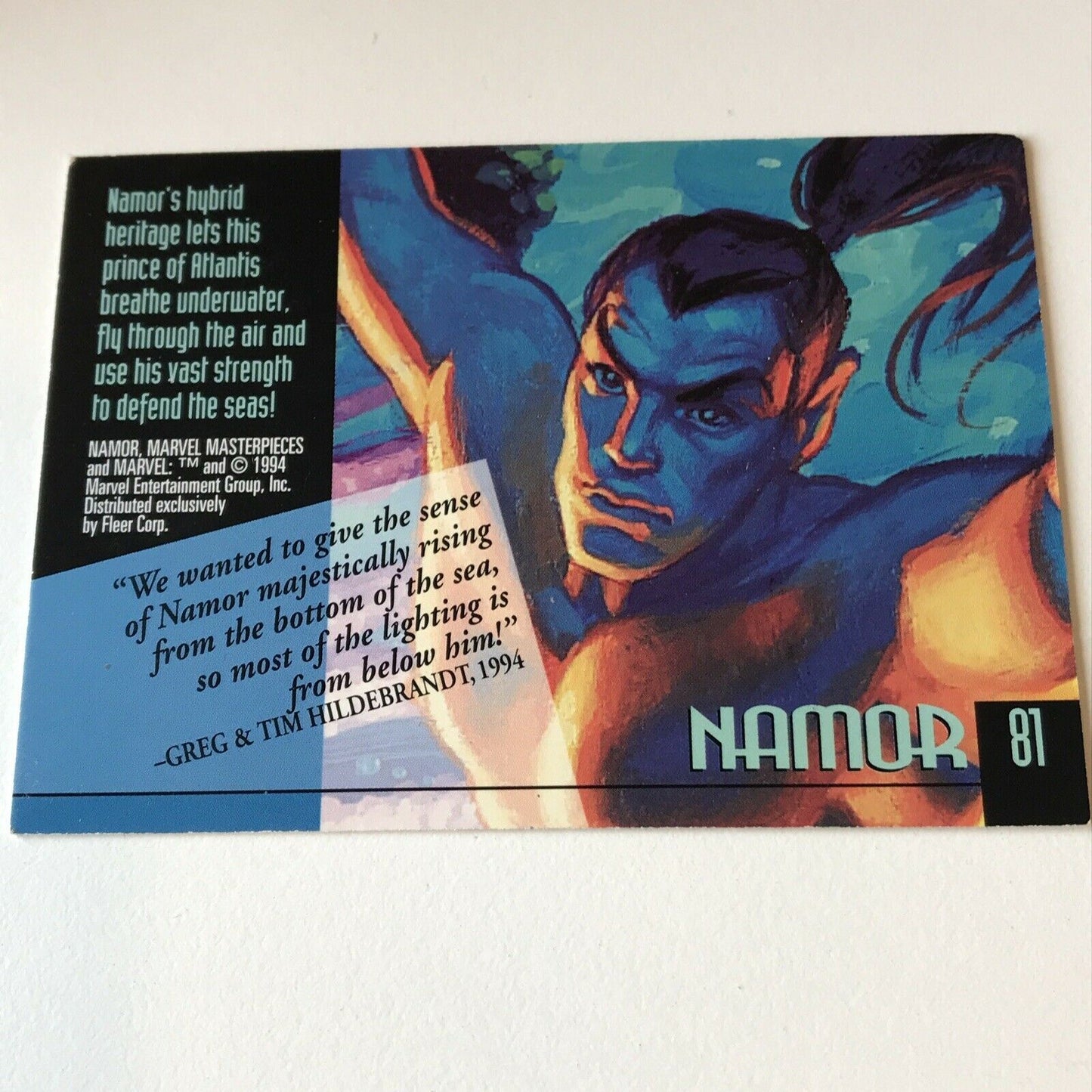 Marvel Masterpieces 1994 NAMOR Base Card #81 Trading Card