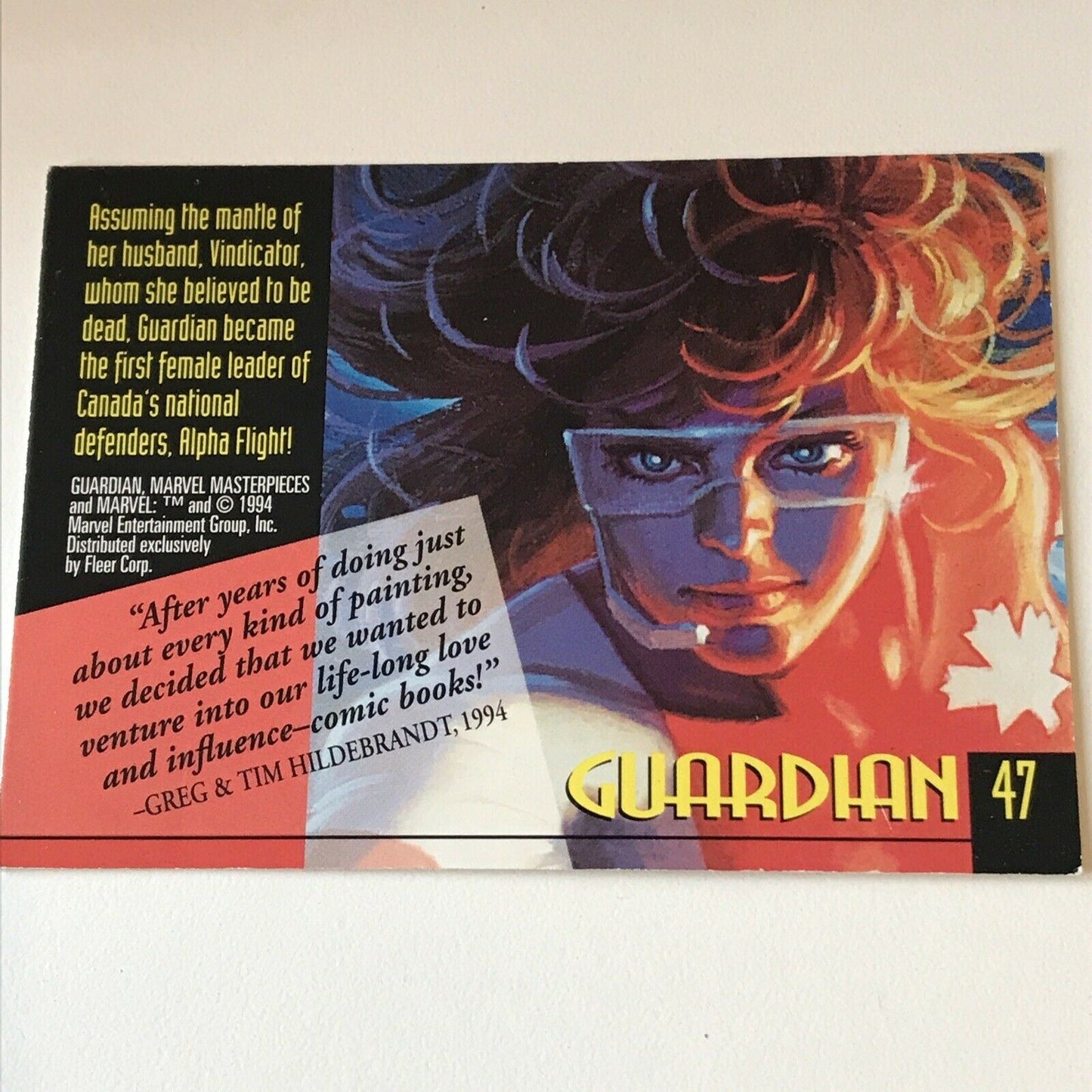 Marvel Masterpieces 1994 GUARDIAN Base Card #47 Hildebrandt Trading Card