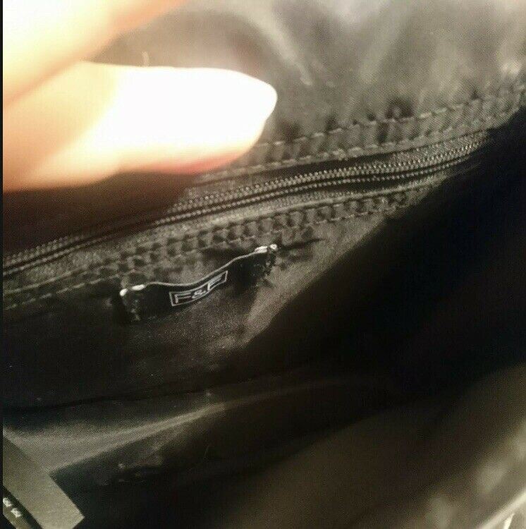 CROSSBODY CROC BAG. USED TWICE. VGC. Black With Brown And Gold Feature Chain.
