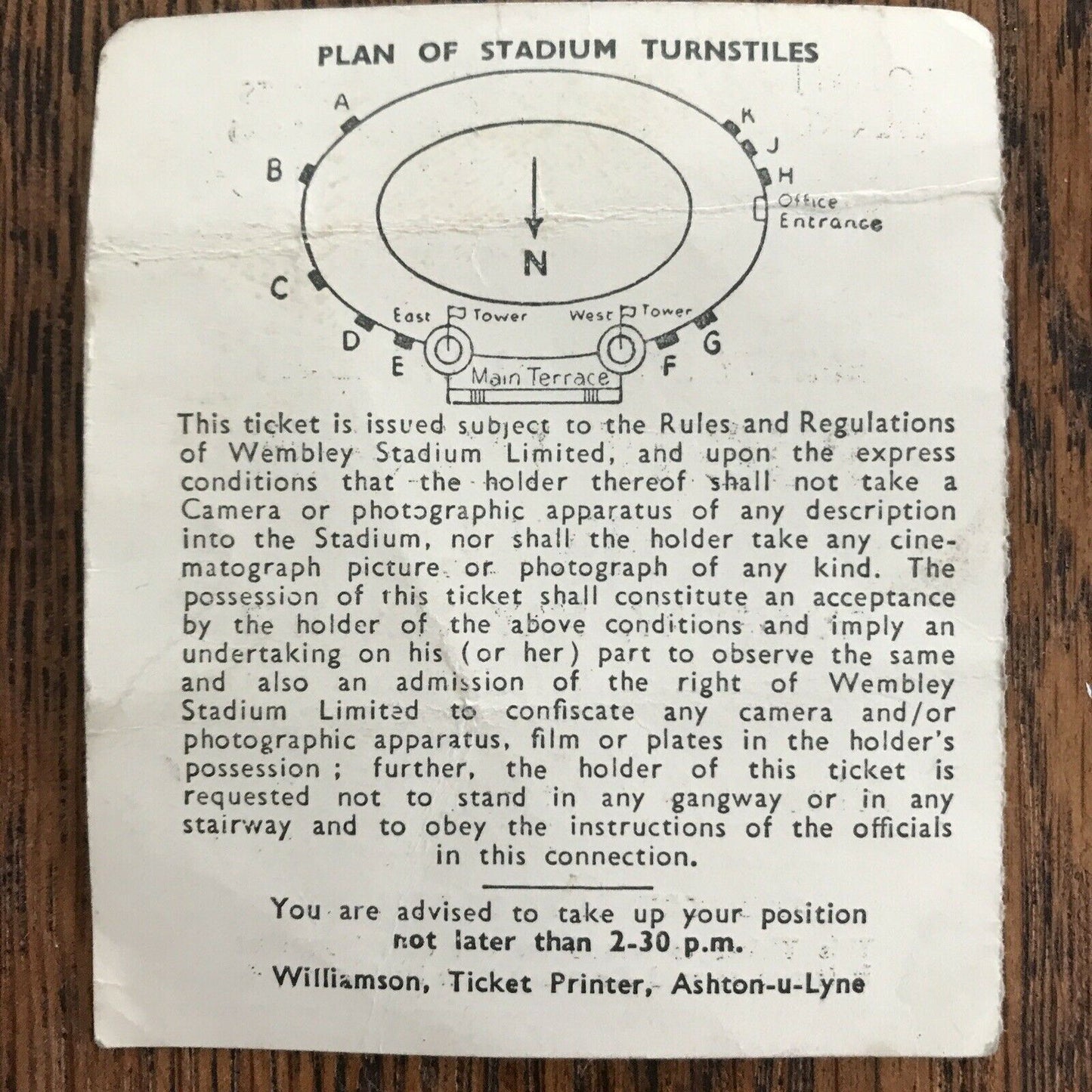 MATCH TICKET STUB : 1960 RUGBY LEAGUE FINAL ~ HULL  v  WAKEFIELD TRINITY WEMBLEY