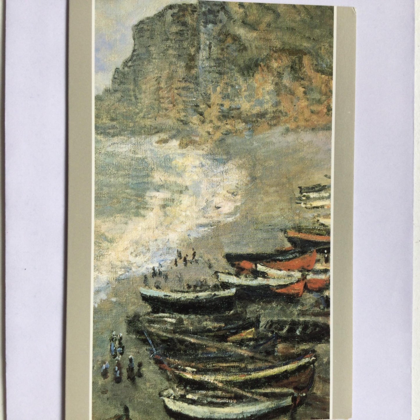 MONET BOATS AT ETRETAT Impressionist boat scene Blank Card, No Envelope