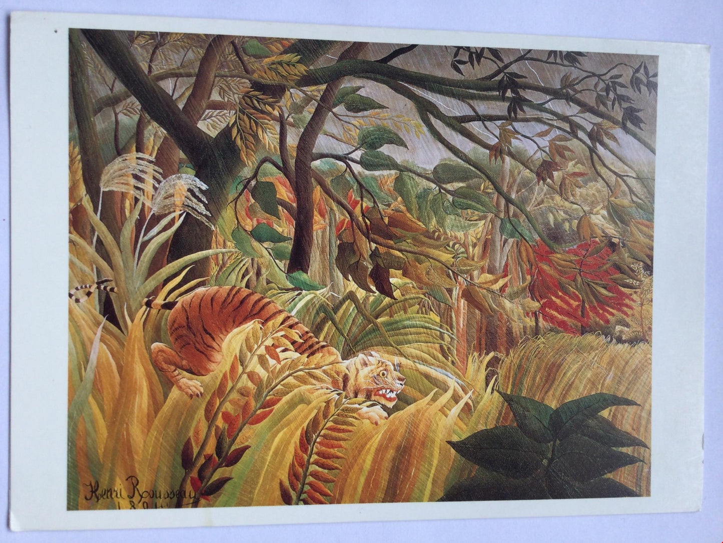 HENRI ROUSSEAU TROPICAL STORM WITH A TIGER  Blank Card, No Envelope