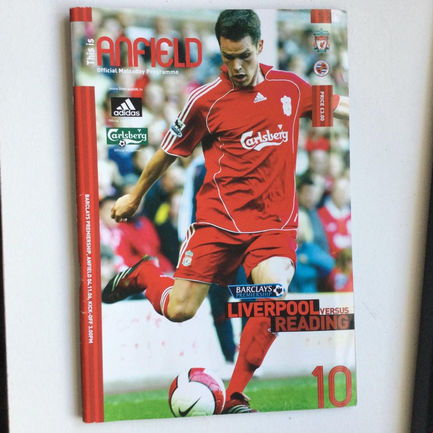 LIVERPOOL football programme 2006-2007 V Reading. With referee match report