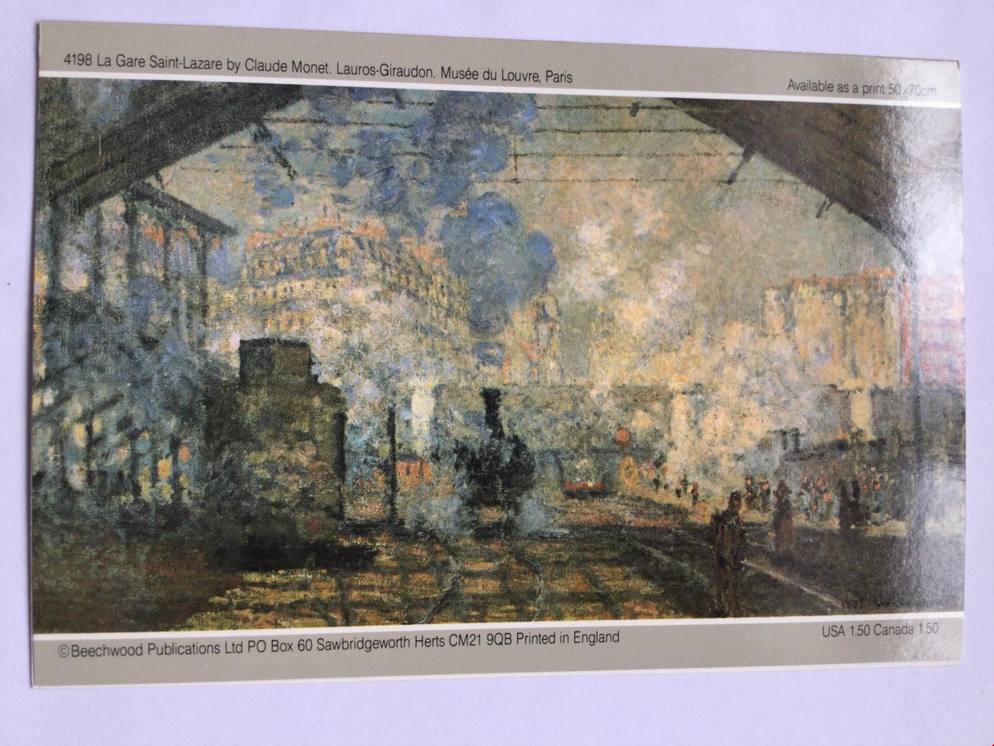 MONET LA GARE ST LAZARE Impressionist train painting Blank Card, No Envelope