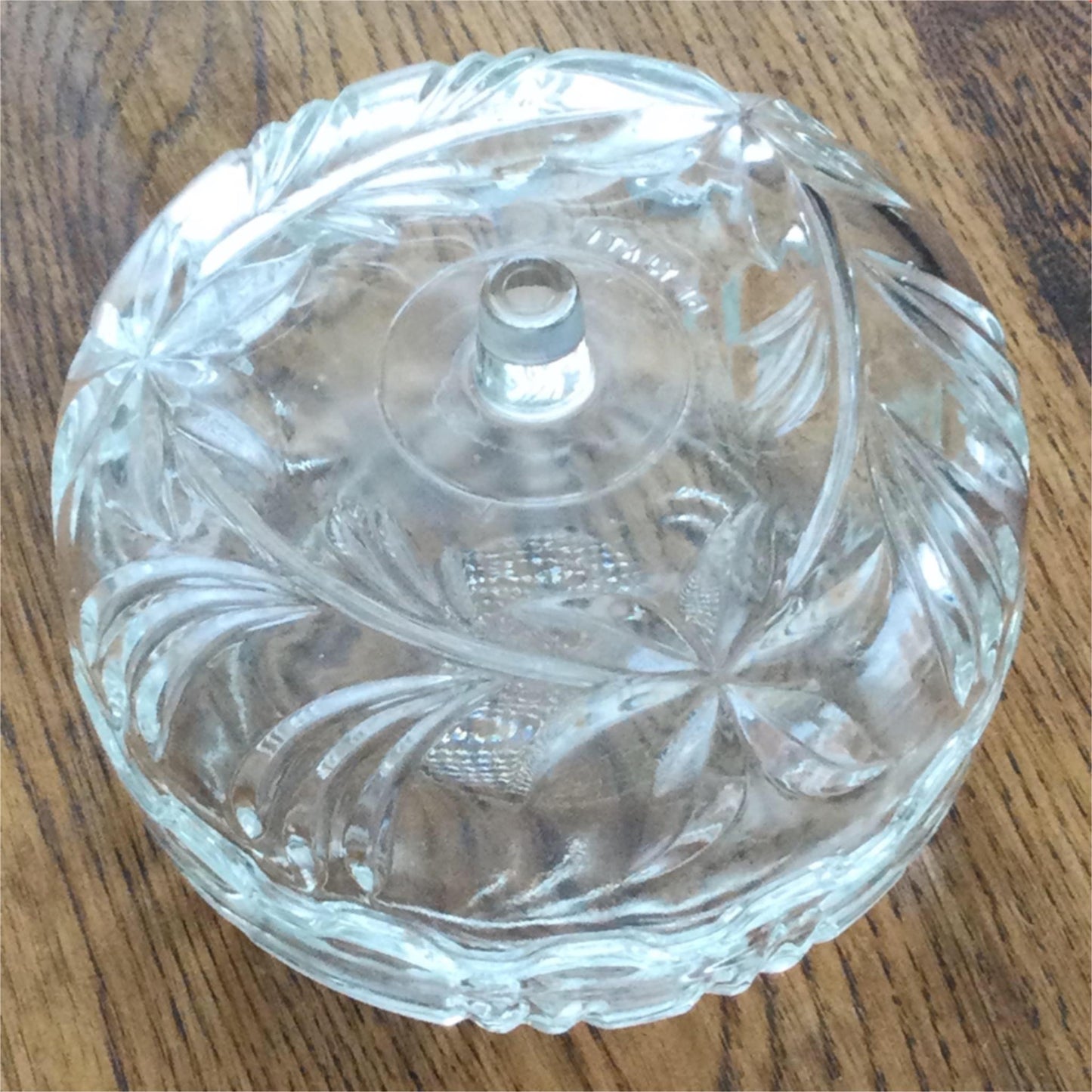 Vintage pressed glass apple shape trinket dish with lid pretty. Made in Italy.