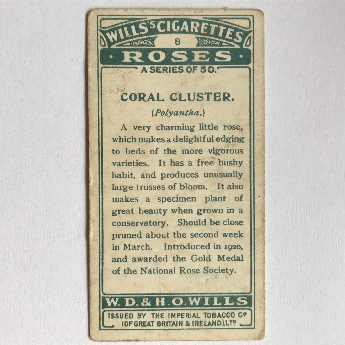 ROSES 1926 Wills Cigarette Cards - vintage rose pictures - sold individually