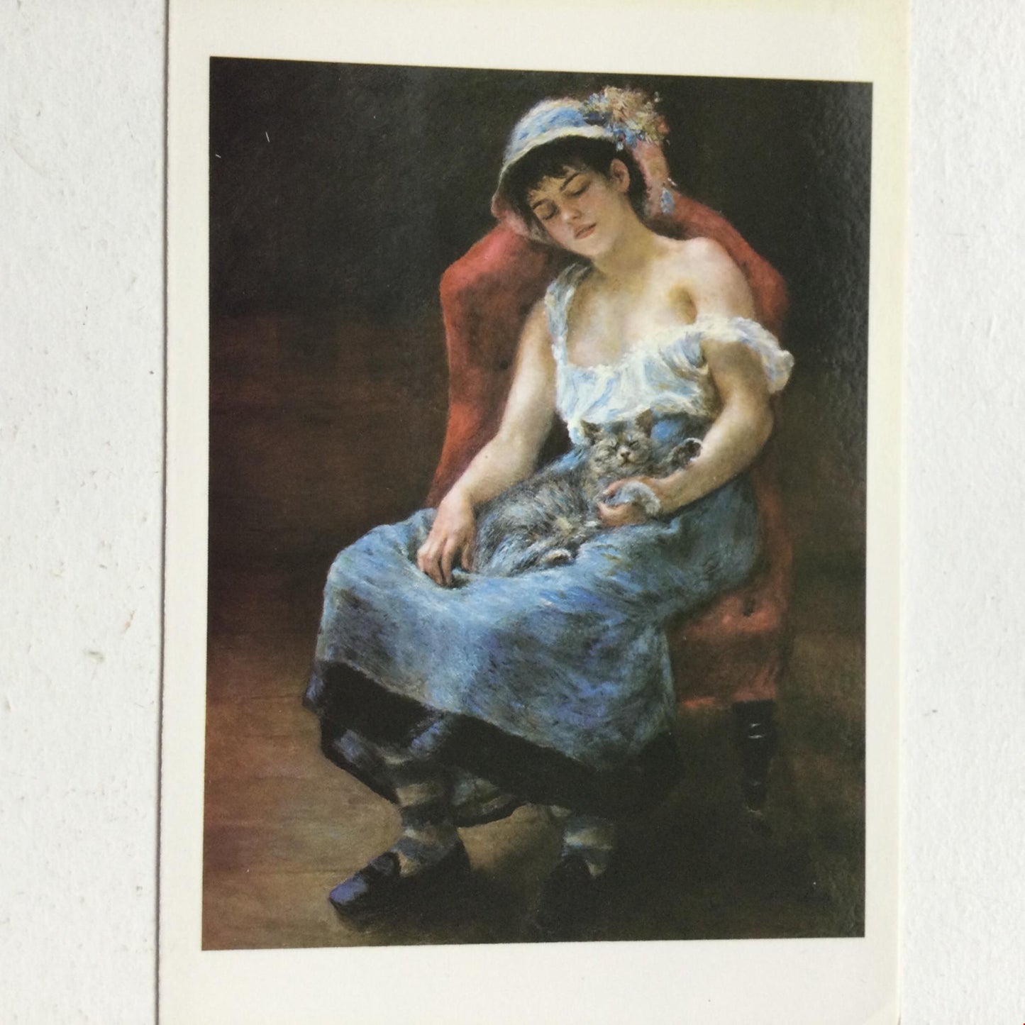 RENOIR SLEEPING GIRL WITH A CAT Blank Card, No Envelope