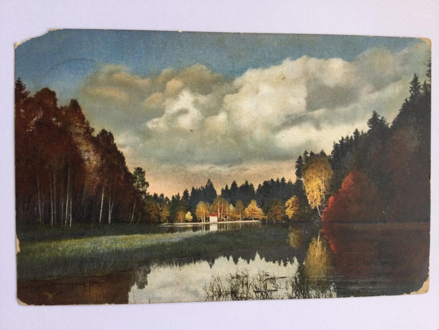 Vintage Antique postcard from German Reich 1914 to England Photochrome picture