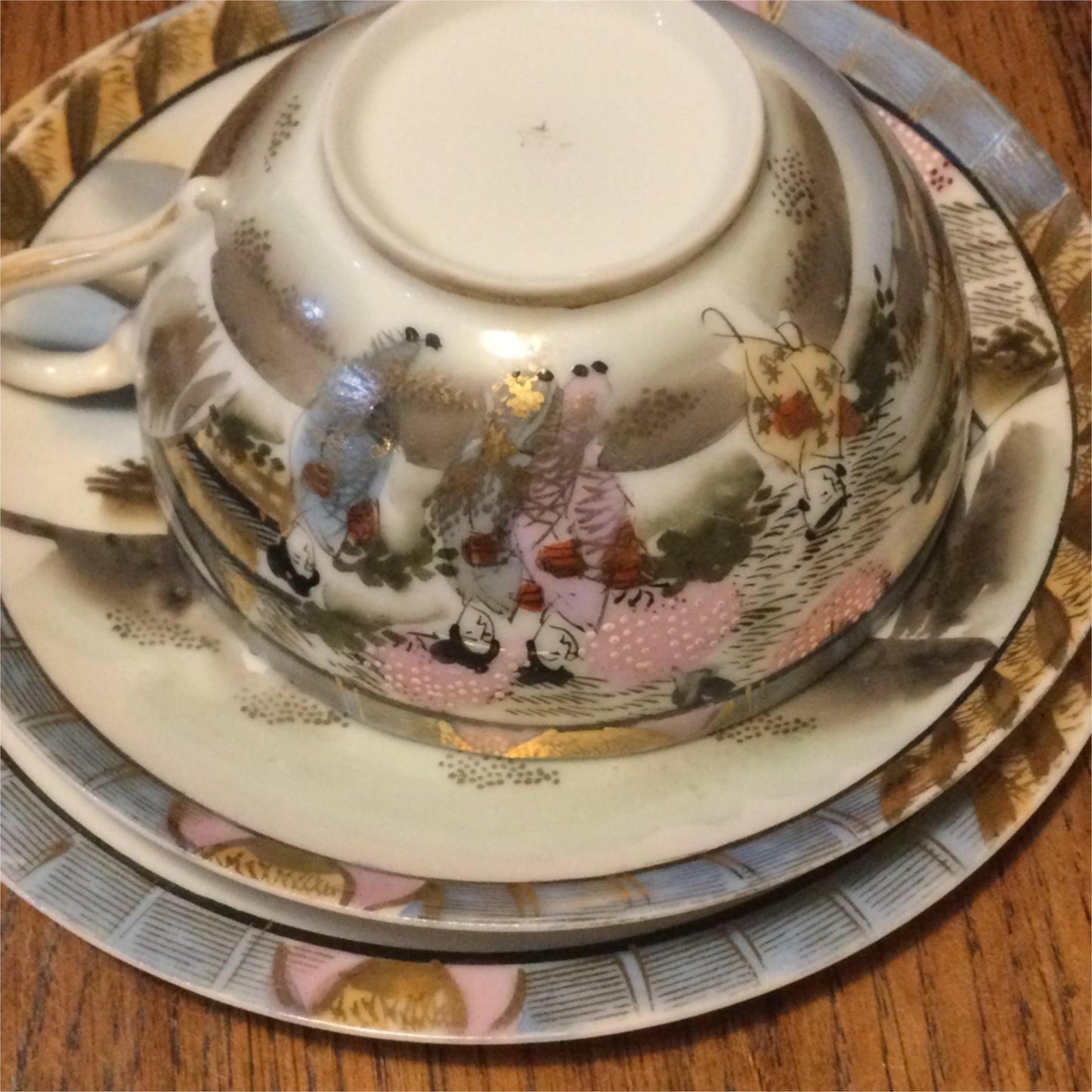 Beautiful Vintage Japanese eggshell china trio cup saucer plate hand painted