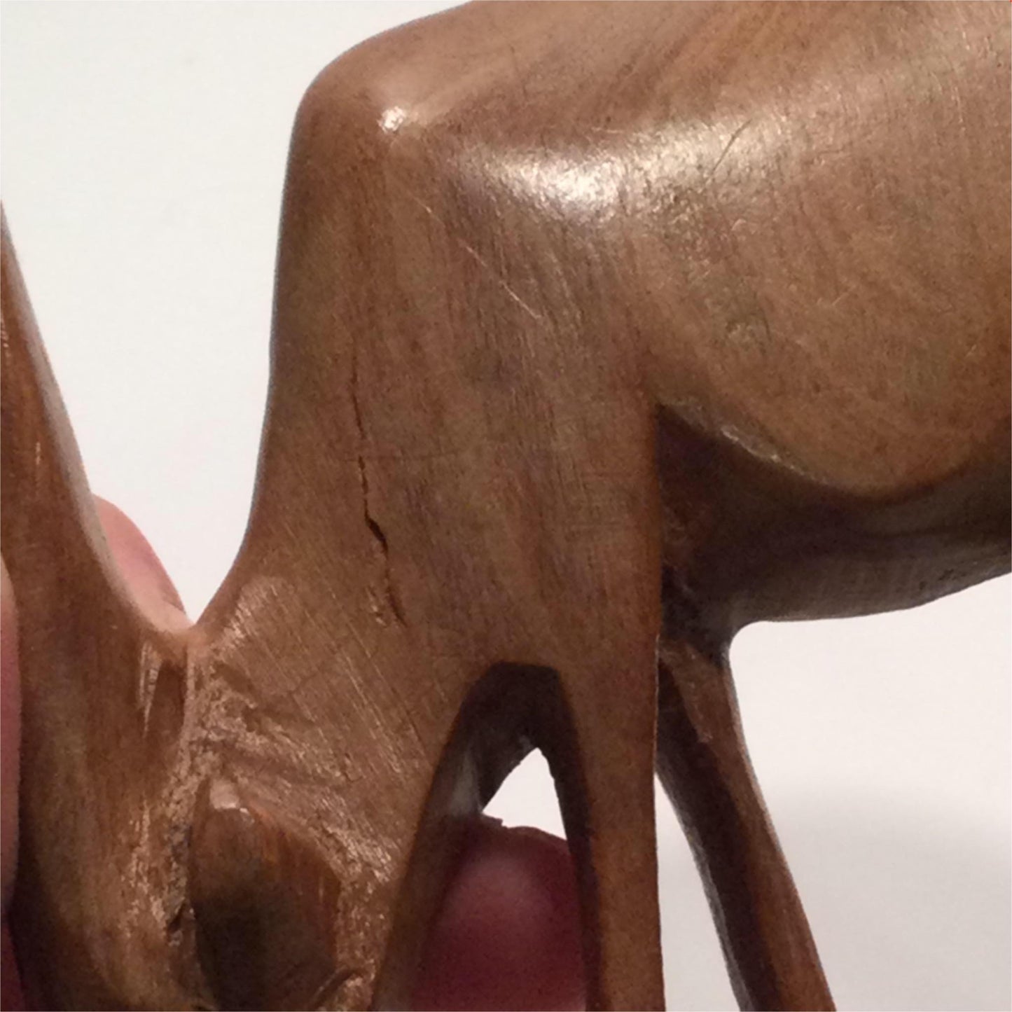 Pair Wooden Carved Antelopes Gazelles African 50s 60s 70s Some splits in wood