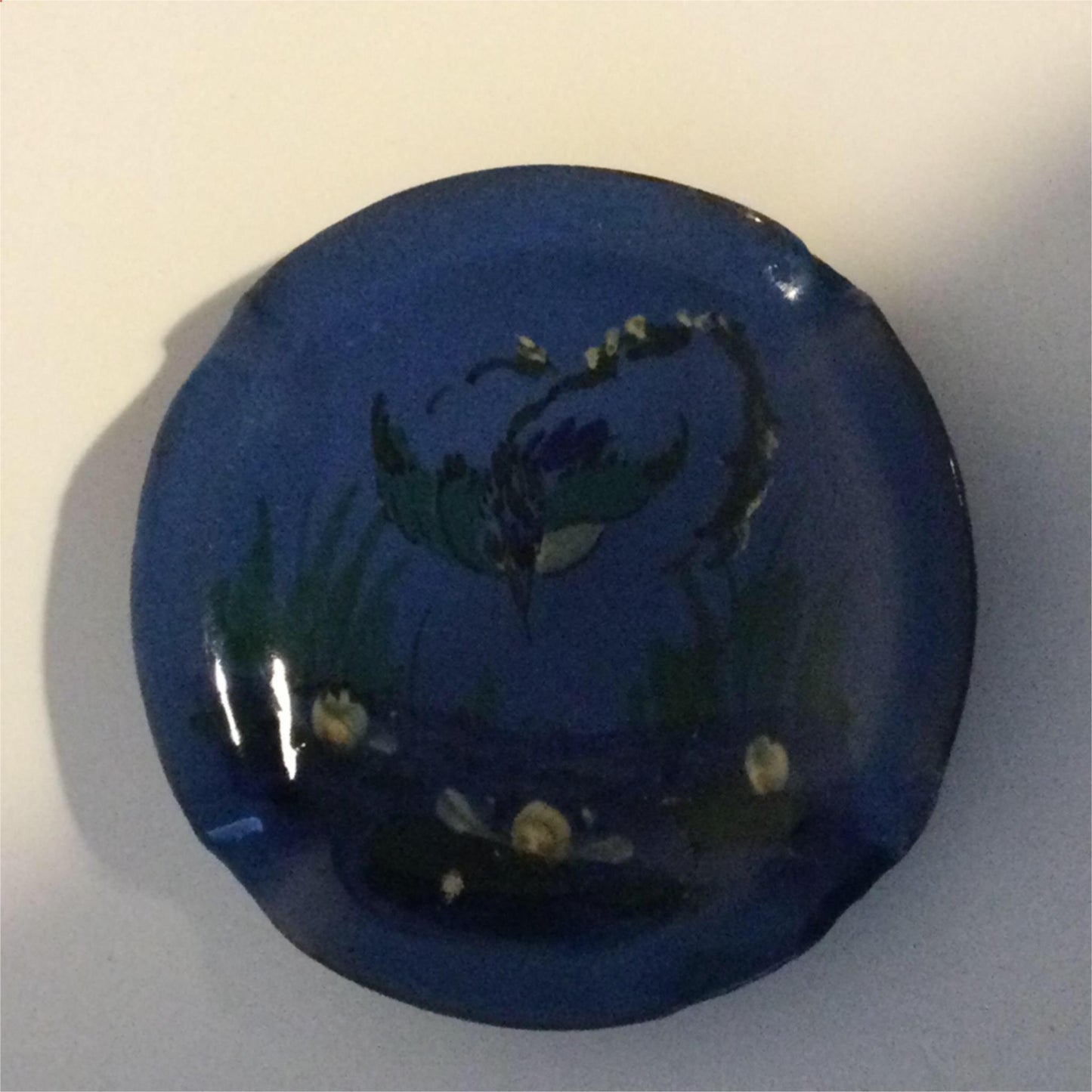 Blue Devon Ware ASHTRAY Kingfisher design Made in Torquay 12.5cm diameter