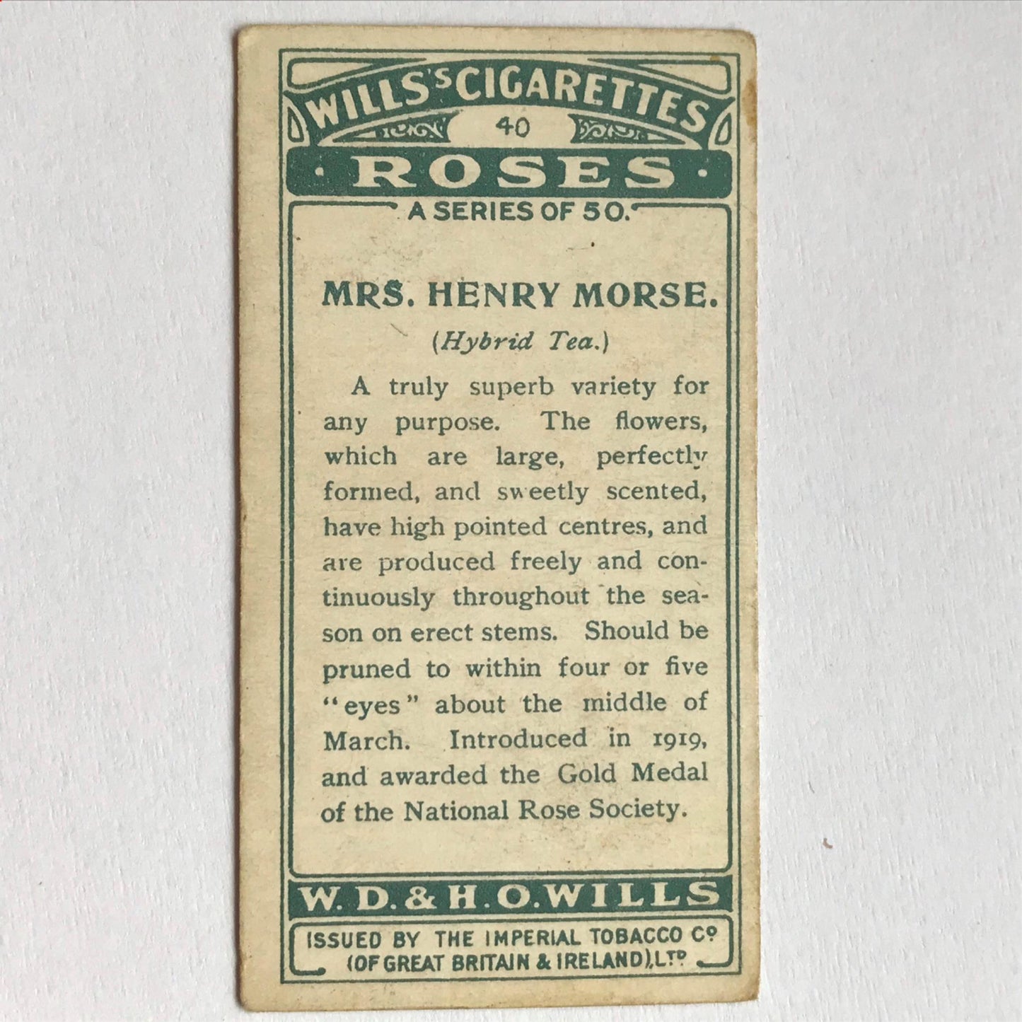 ROSES 1926 Wills Cigarette Cards - vintage rose pictures - sold individually