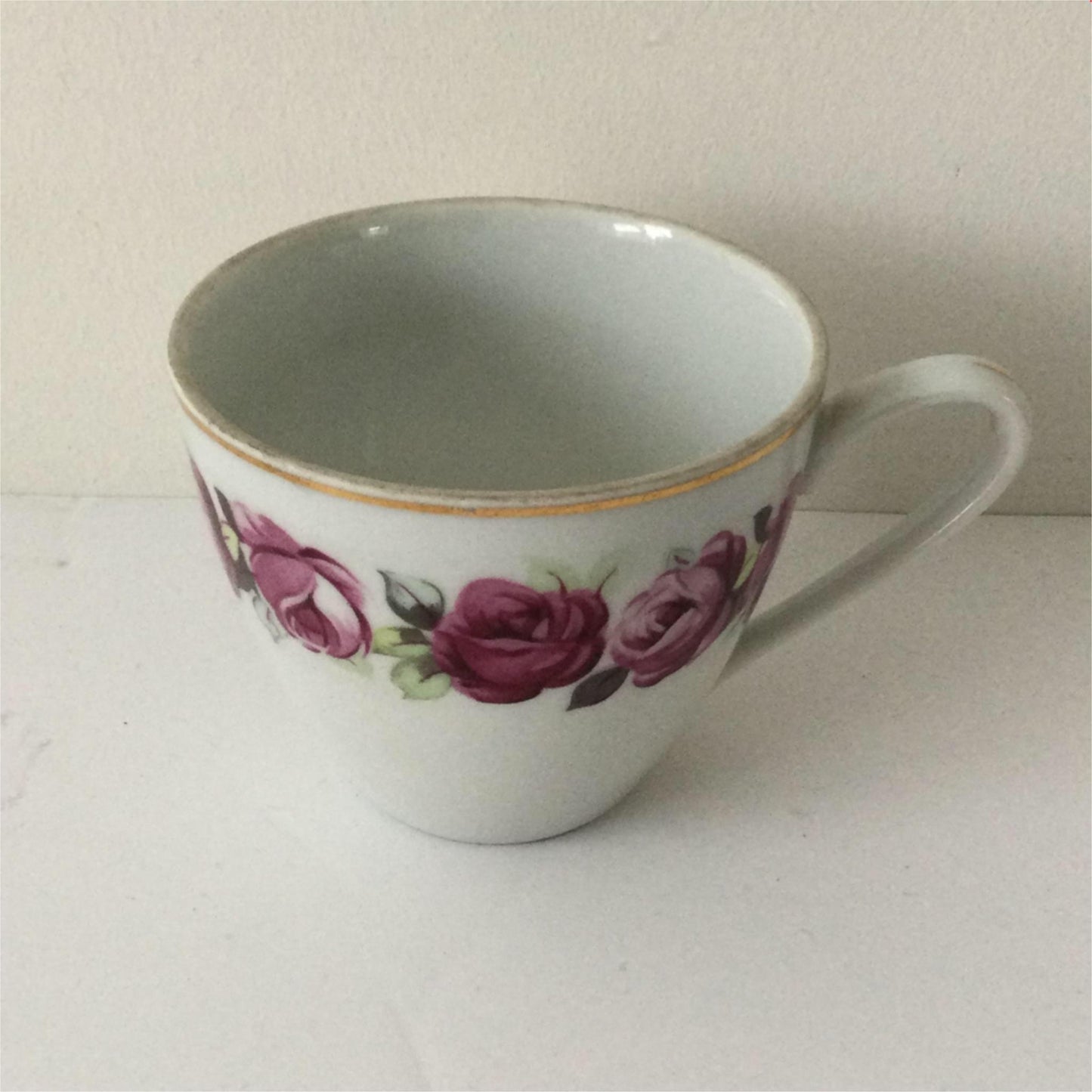 Vintage spare Tea Cup Rose pattern MZ Czechoslovakia pretty chintzy shabby chic