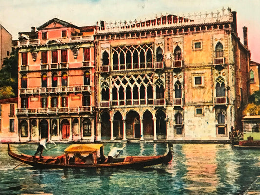 Vintage Postcard VENICE GONDOLIER CANAL - GREETINGS FROM THE TRAMPS' UNION -