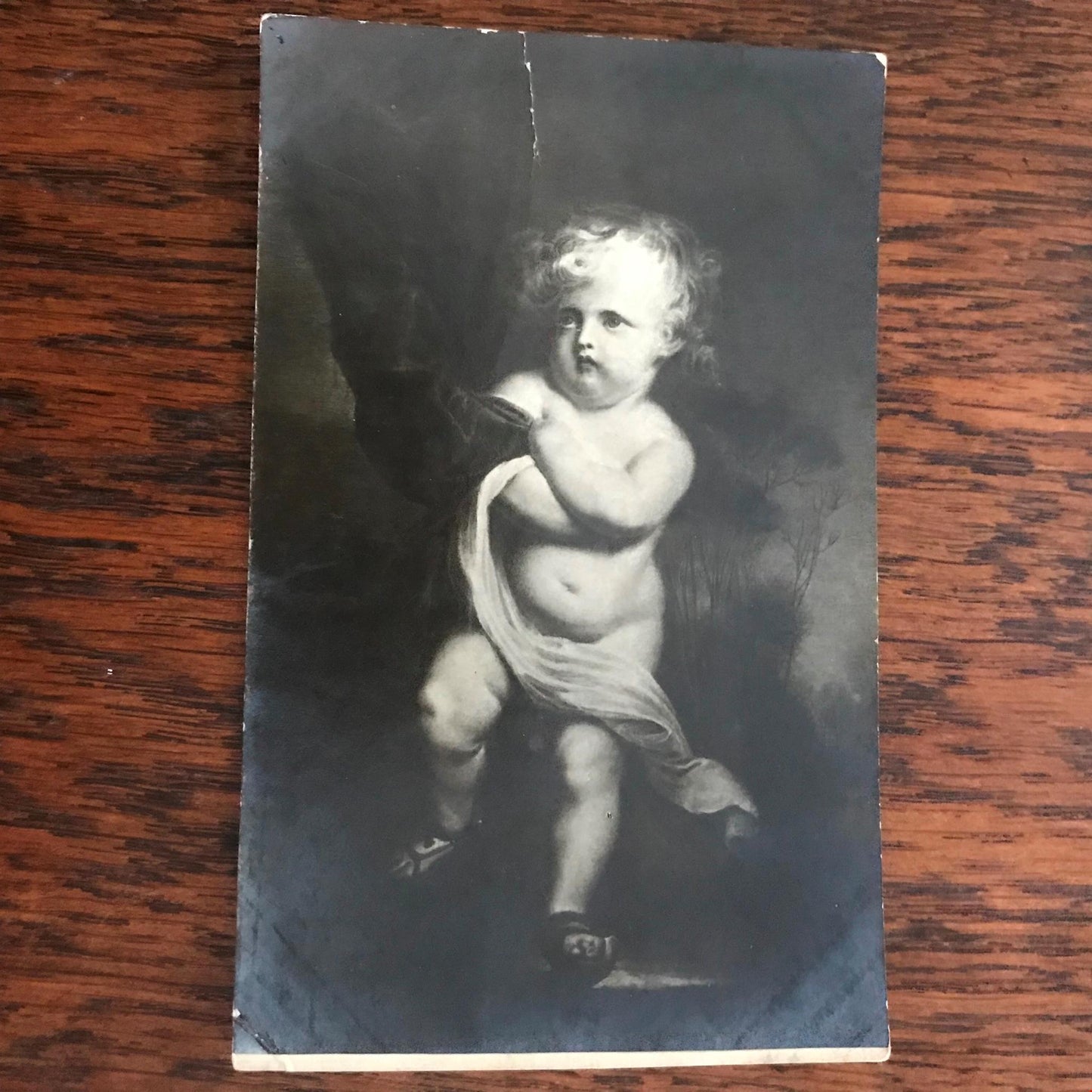 Vintage Postcard RP Cherub détail from a painting classic cute baroque