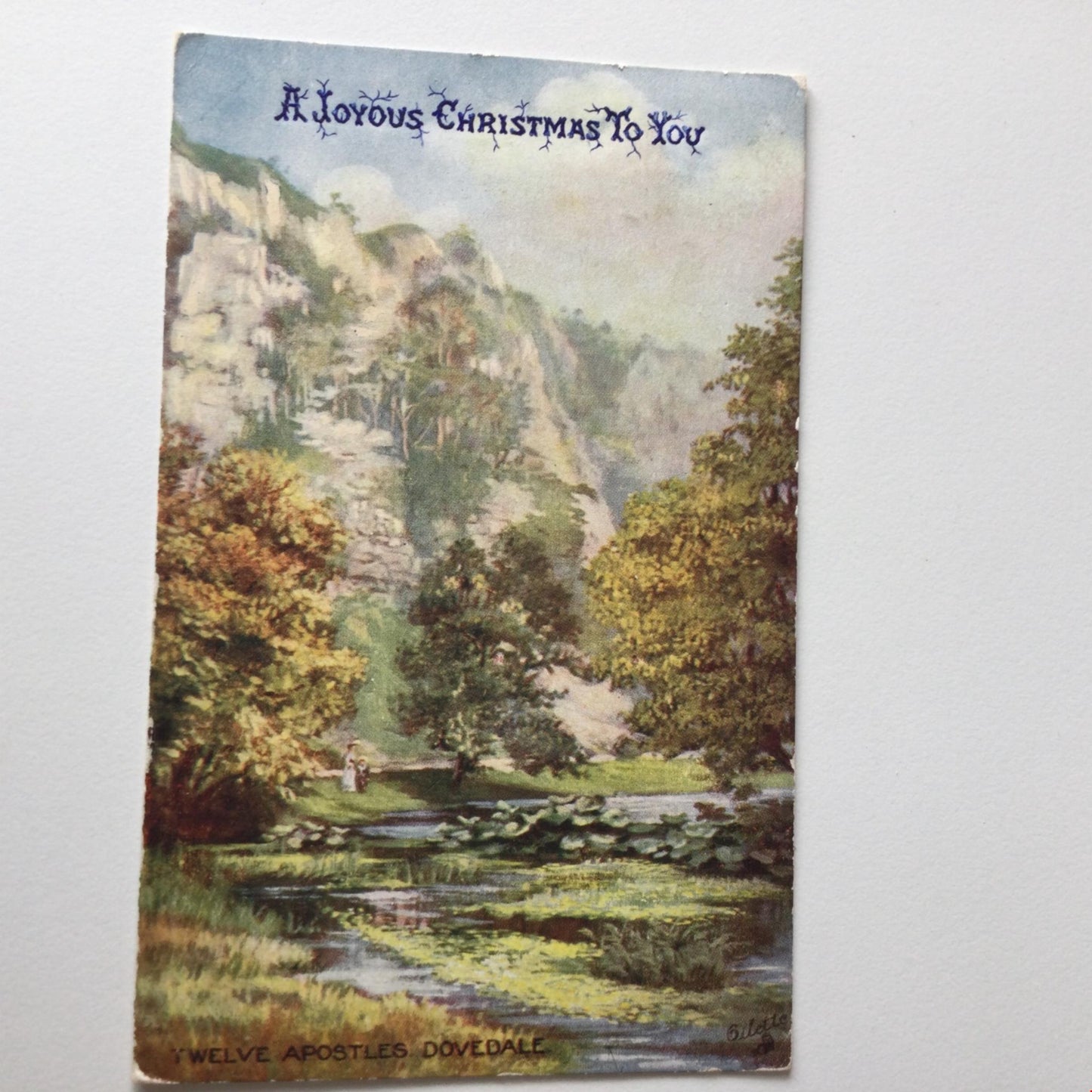 Antique TWELVE APOSTLES DOVEDALE CHRISTMAS Greetings Postcard 1908 Tuck’s pretty