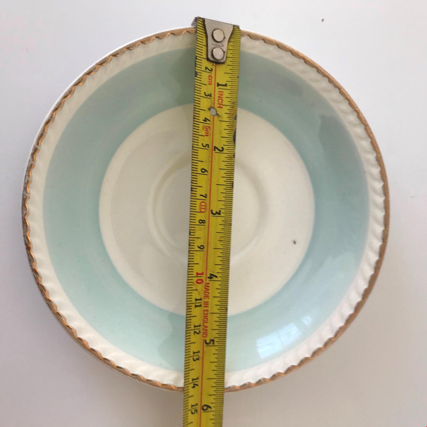 Spare saucer vintage PORTLAND POTTERY Cobridge 1950s pastel blue edging