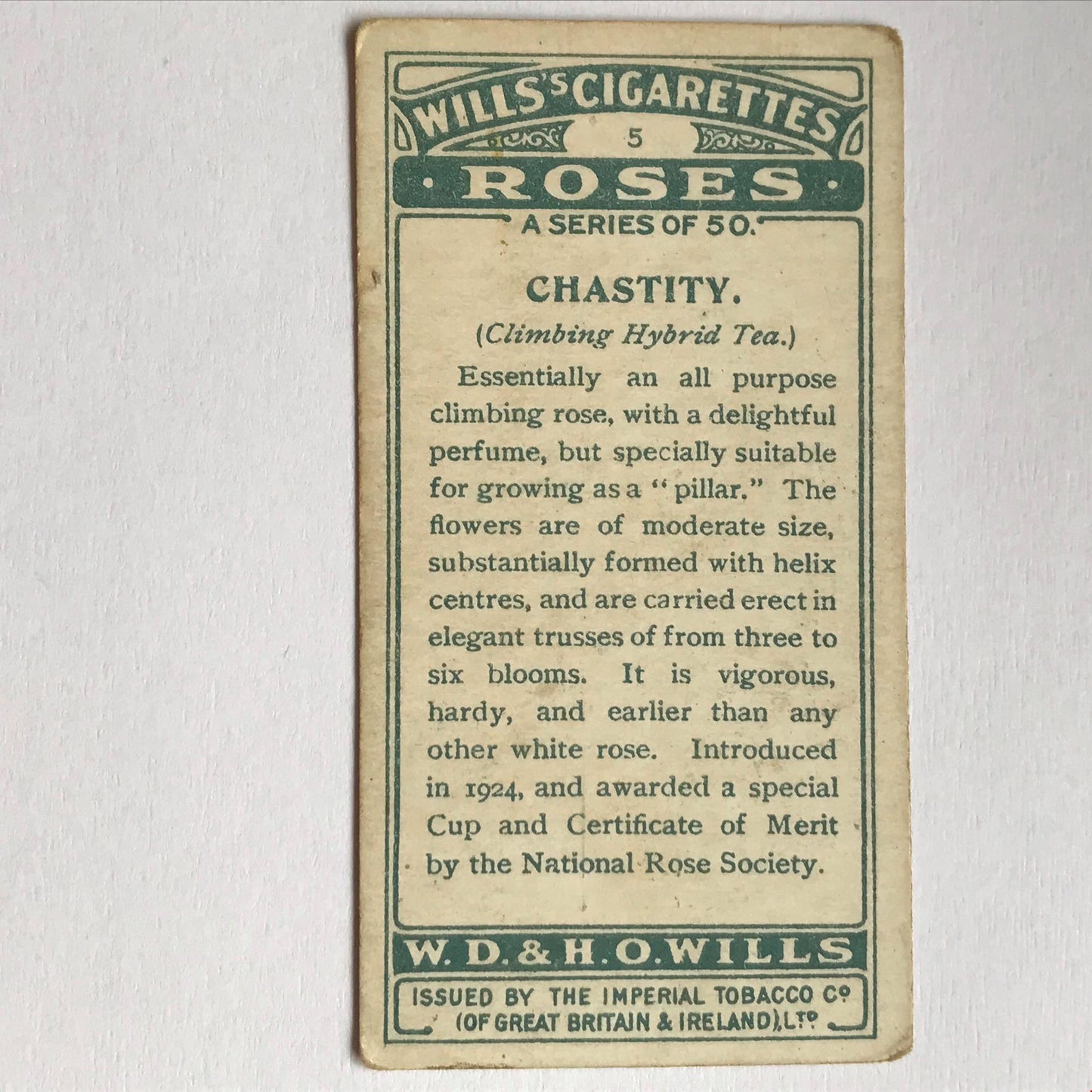 ROSES 1926 Wills Cigarette Cards - vintage rose pictures - sold individually