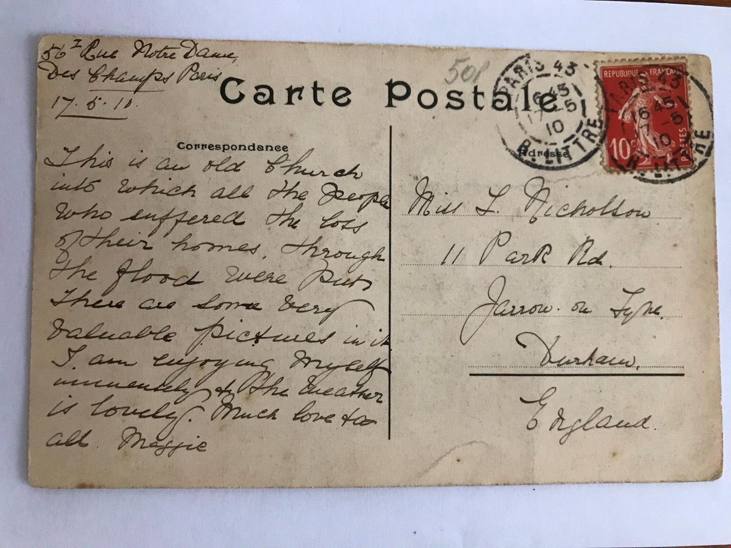 Antique Vintage Postcard 1910 PARIS - of social history interest - Le Pantheon