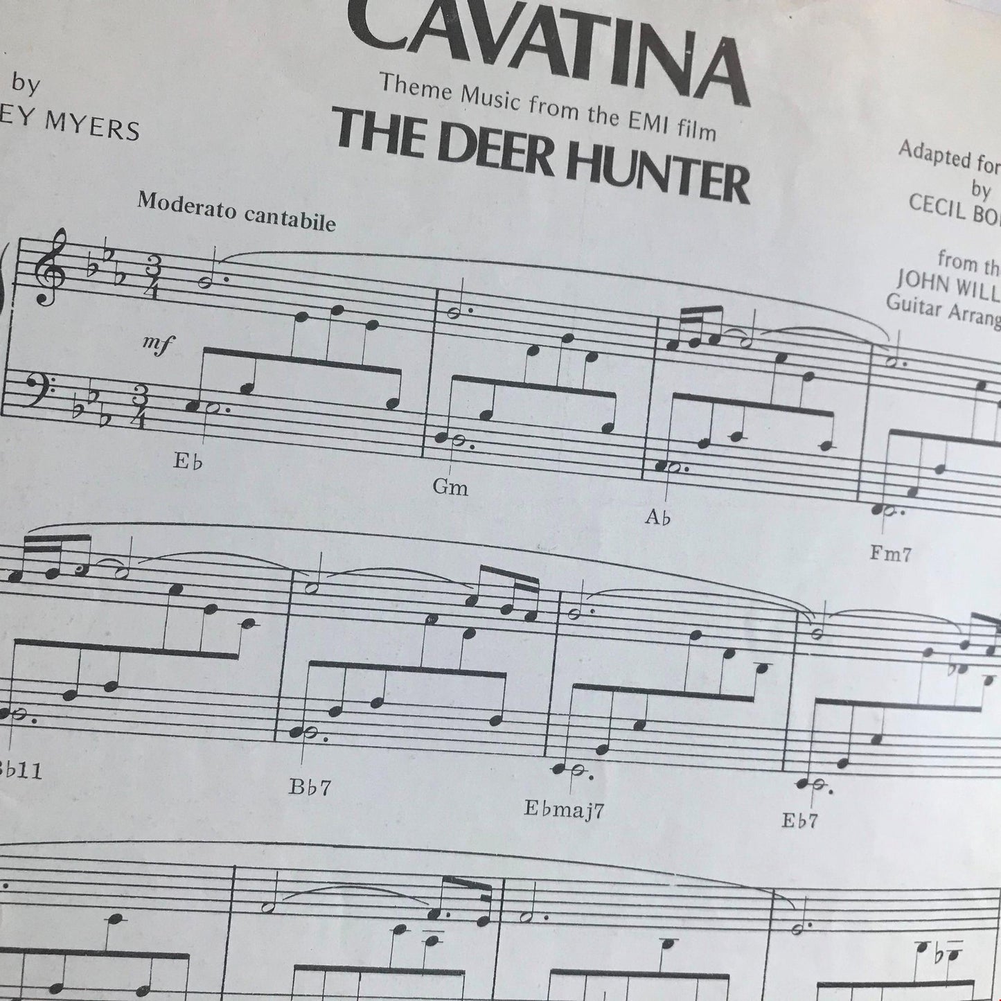 EMI MOVIE MEMORABILIA. Sheet Music CAVATINA THE DEER HUNTER ROBERT DE NIRO Myers