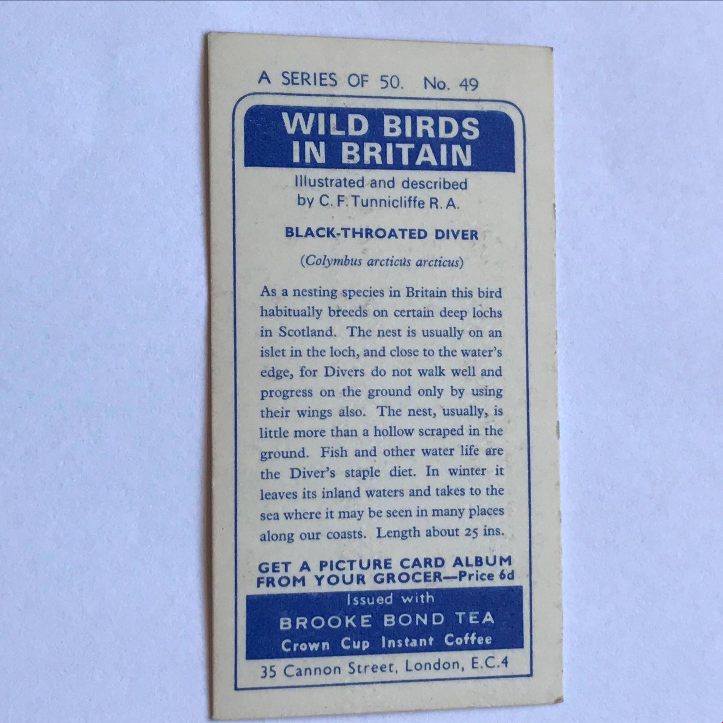 WILD BIRDS IN BRITAIN - Brooke Bond Tea Cards - sold individually take your pick