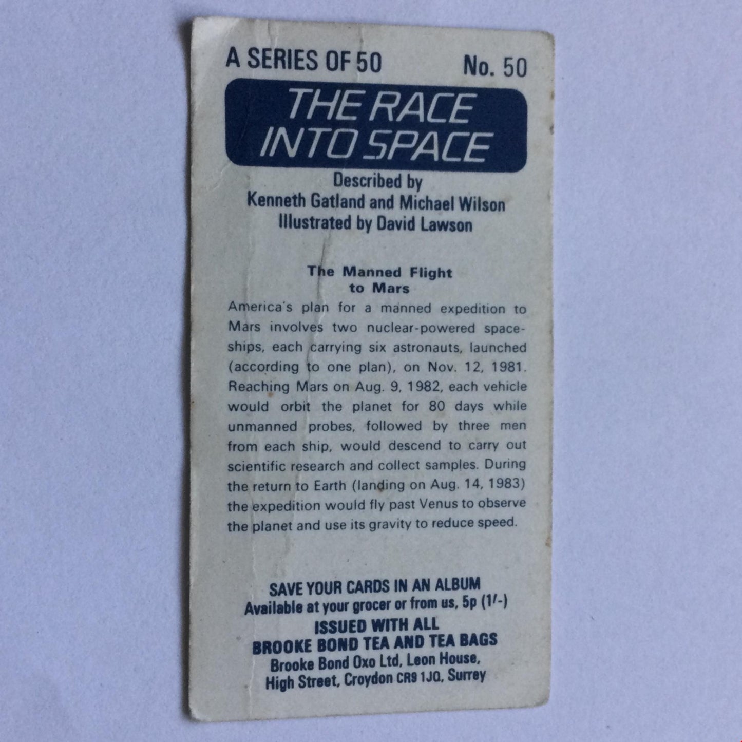 THE RACE INTO SPACE Brooke Bond Tea Cards - sold individually- take your pick