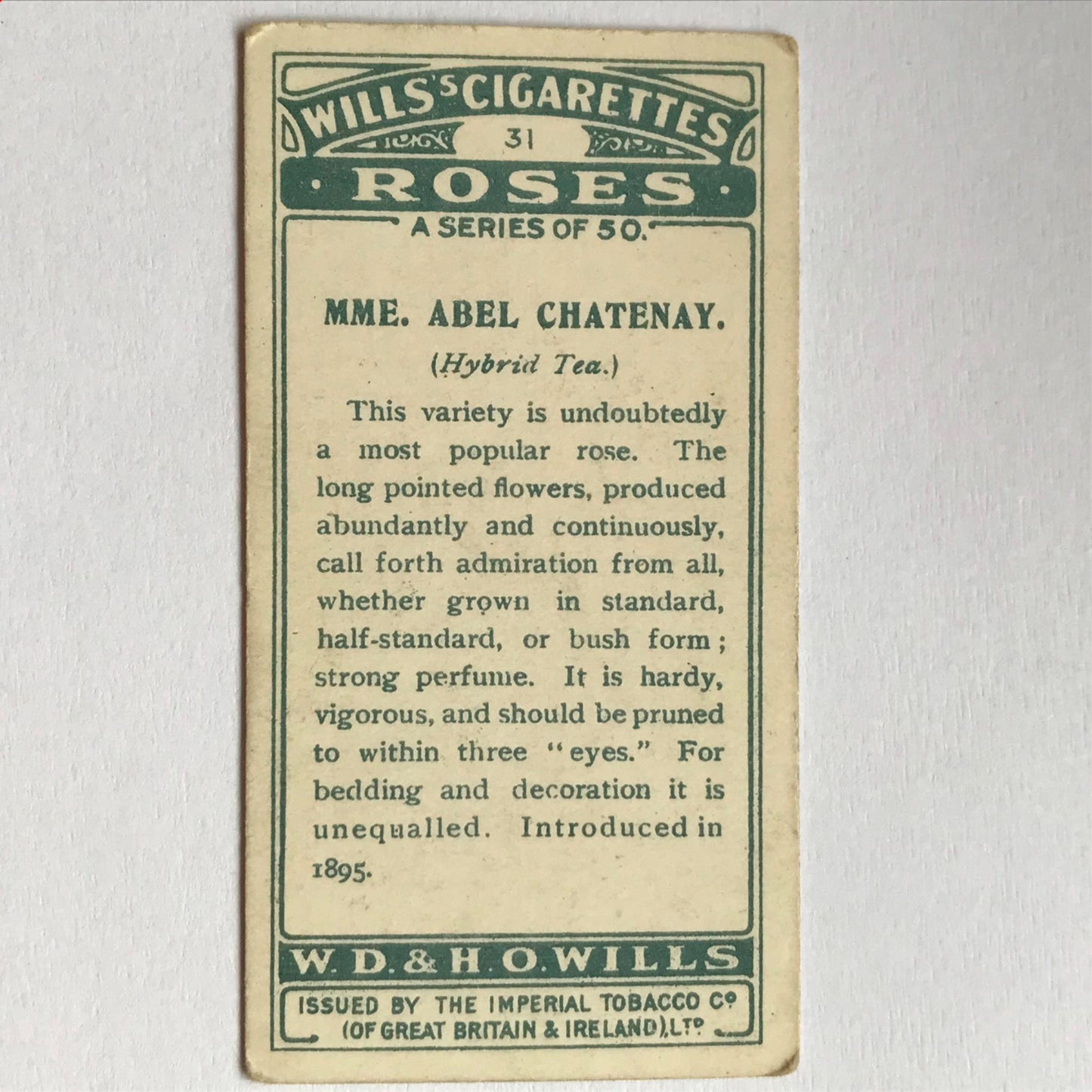 ROSES 1926 Wills Cigarette Cards - vintage rose pictures - sold individually