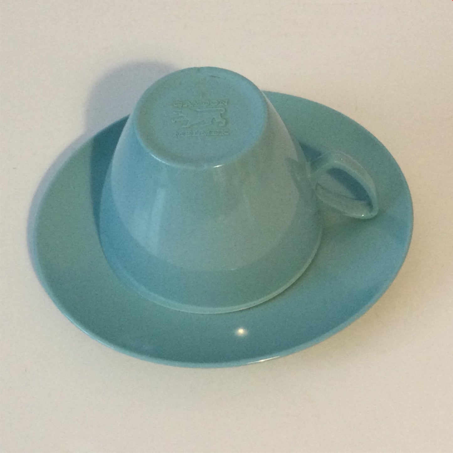 Vintage retro blue Gaydon Melmex melamine Cup Saucer 50s 60s 70s vw camping