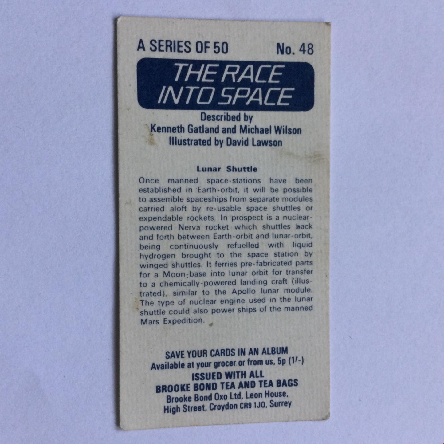 THE RACE INTO SPACE Brooke Bond Tea Cards - sold individually- take your pick