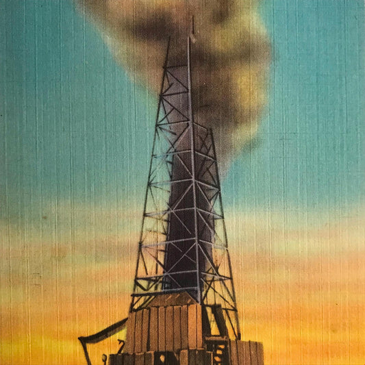 Vintage postcard Odessa Oil Gusher Oil Field Texas BLACK GOLD. Rare. Rich colour