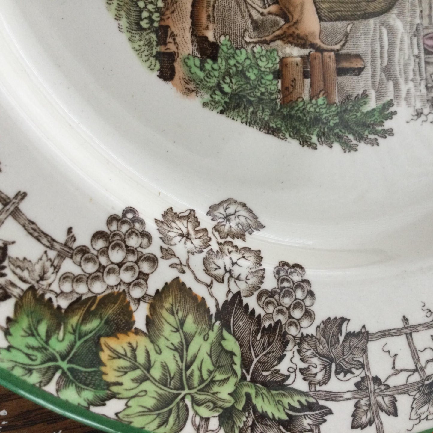 Pretty Copeland Spode’s Byron plate vine leaf design multicoloured pastoral