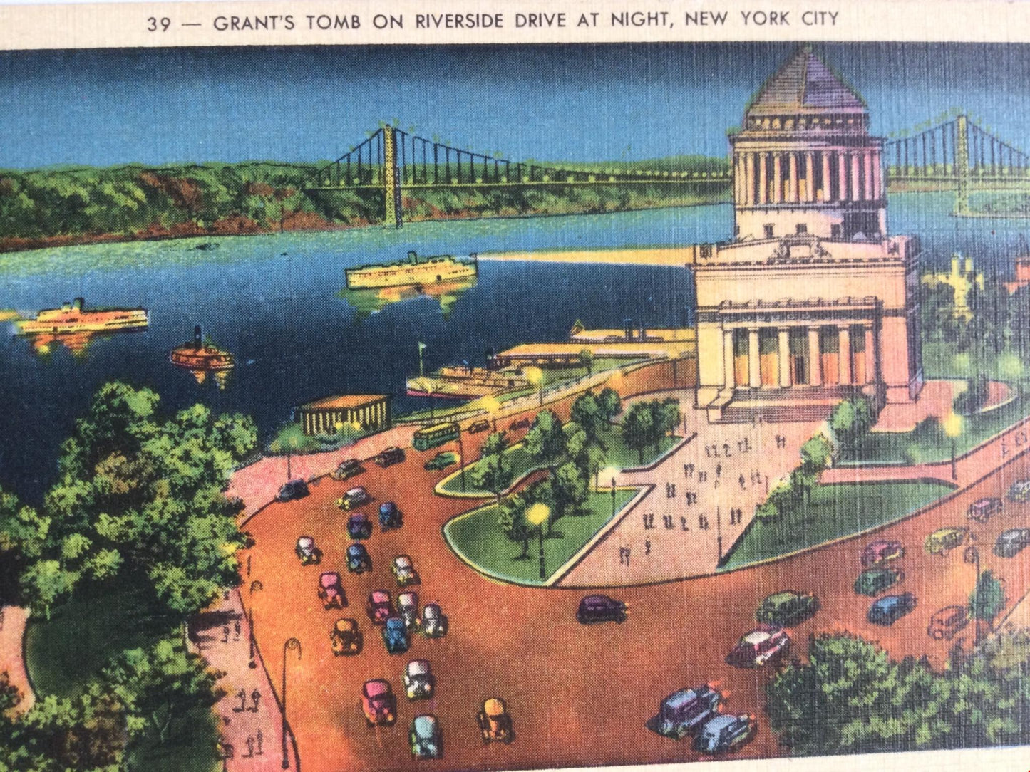 Vintage postcard GRANTS TOMB RIVERSIDE DRIVE NEW YORK CITY 1930s Rich colours