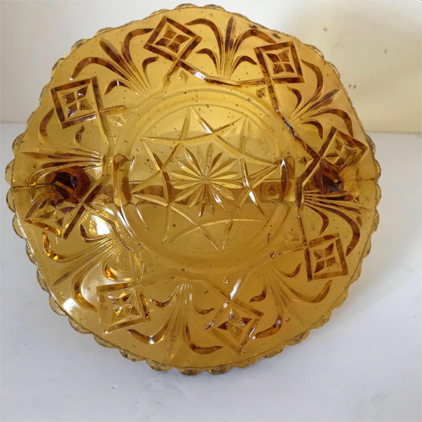 Vintage Amber pressed glass colourful glass bon bon sweet bowl dish with handle