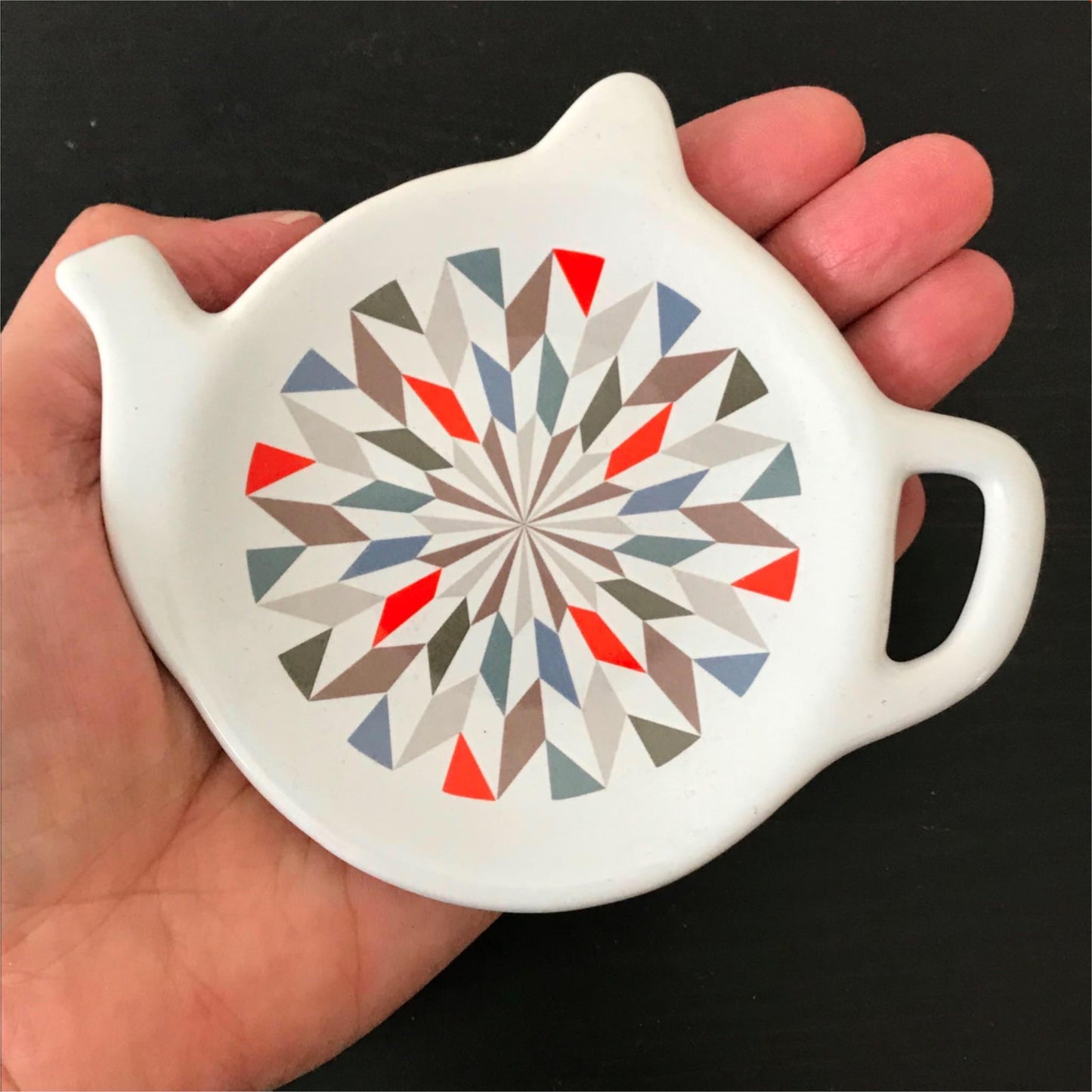 Price and Kensington Teabag Holder Ceramic, teapot shape red blue brown