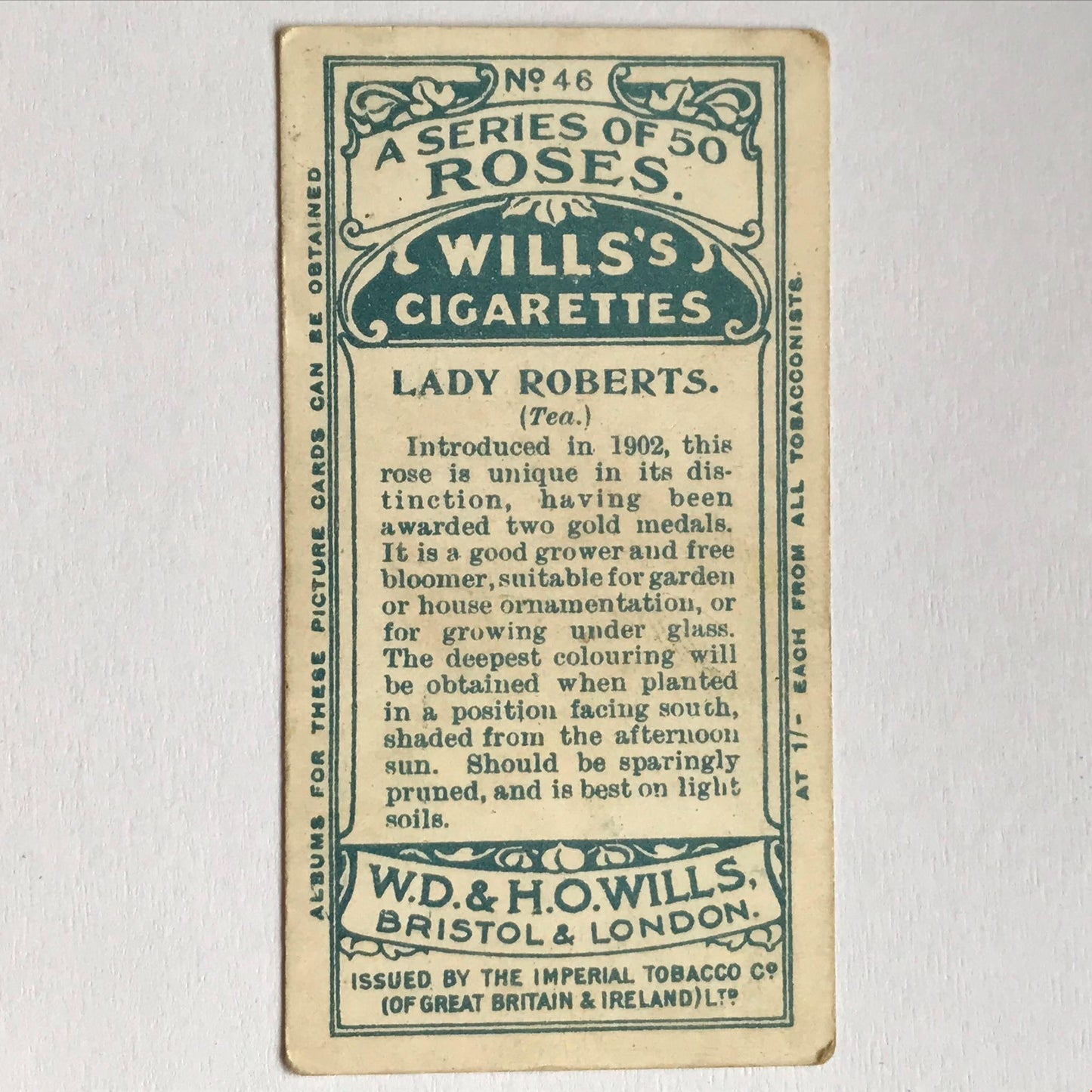 ROSES Wills Cigarette Cards 1912 Antique Rose Pictures - sold individually