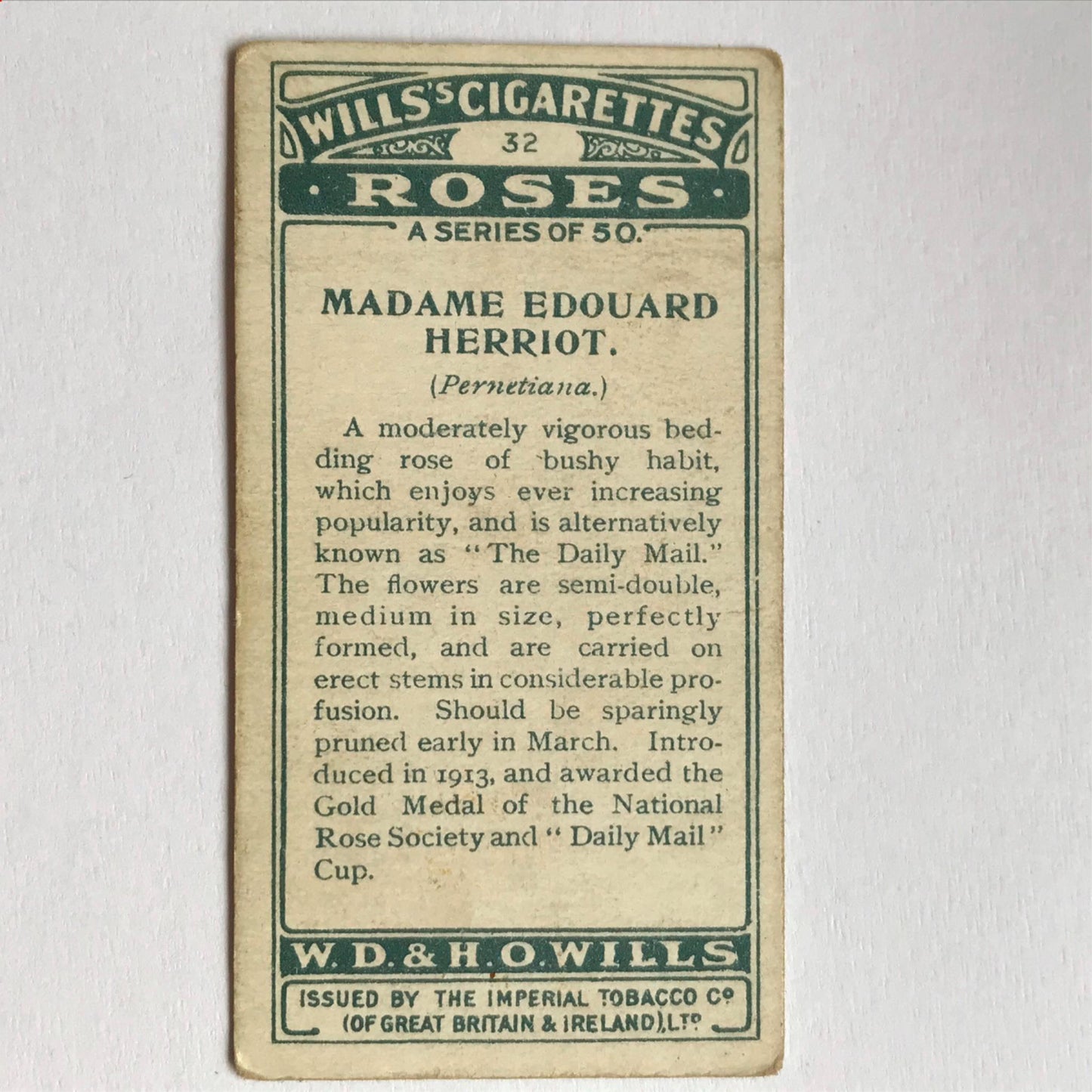 ROSES 1926 Wills Cigarette Cards - vintage rose pictures - sold individually