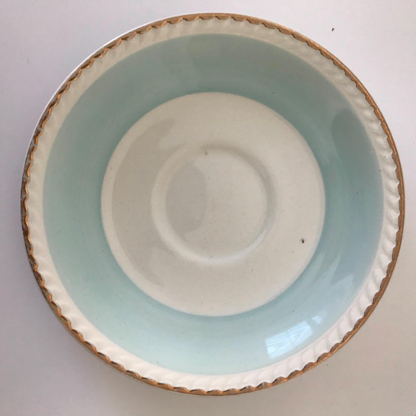 Spare saucer vintage PORTLAND POTTERY Cobridge 1950s pastel blue edging