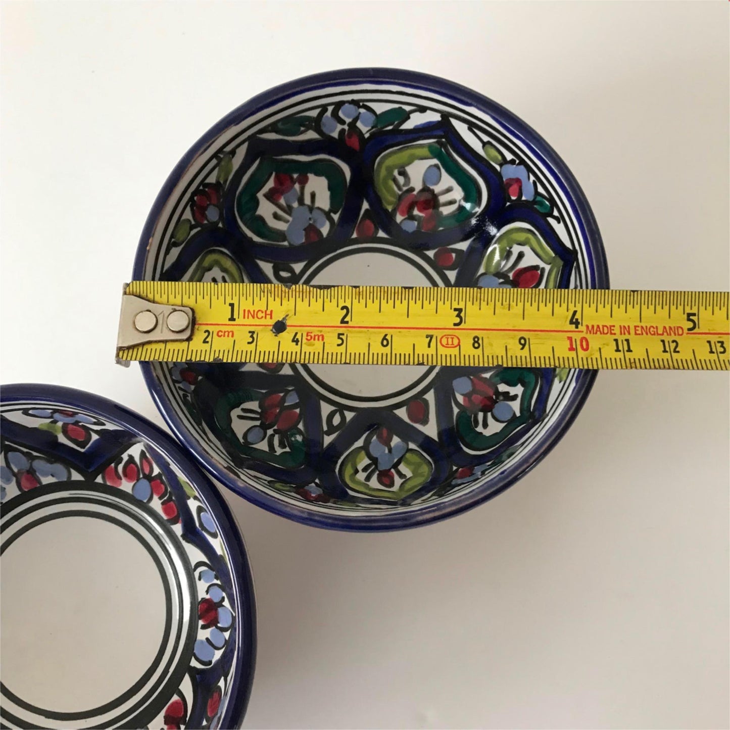 Hand Painted Mediterranean bowls x 2 decorative for olives, nibbles etc blue green