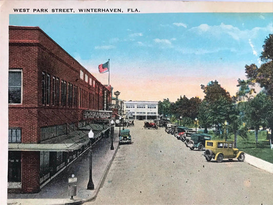 Vintage postcard WEST PARK STREET WINTERHAVEN FLORIDA 1920s? Chain o lakes park