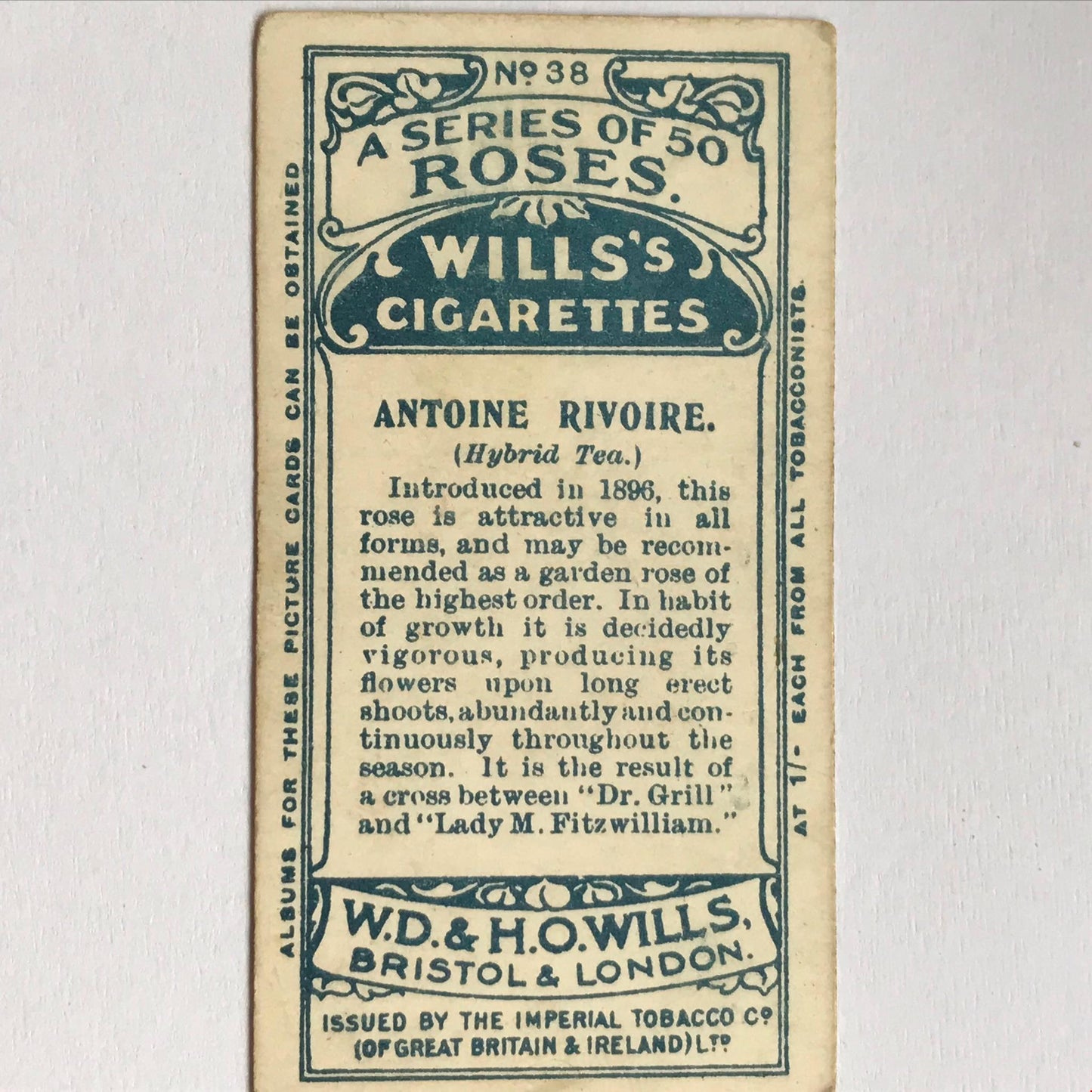 ROSES Wills Cigarette Cards 1912 Antique Rose Pictures - sold individually