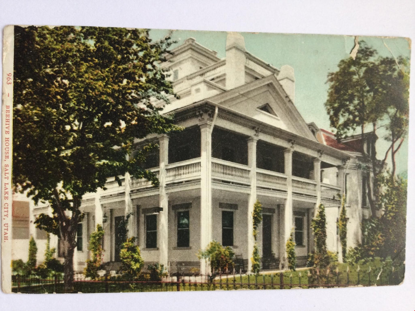 Vintage ANTIQUE postcard BEEHIVE HOUSE SALT LAKE CITY UTAH 1913 'Dear Wife...'